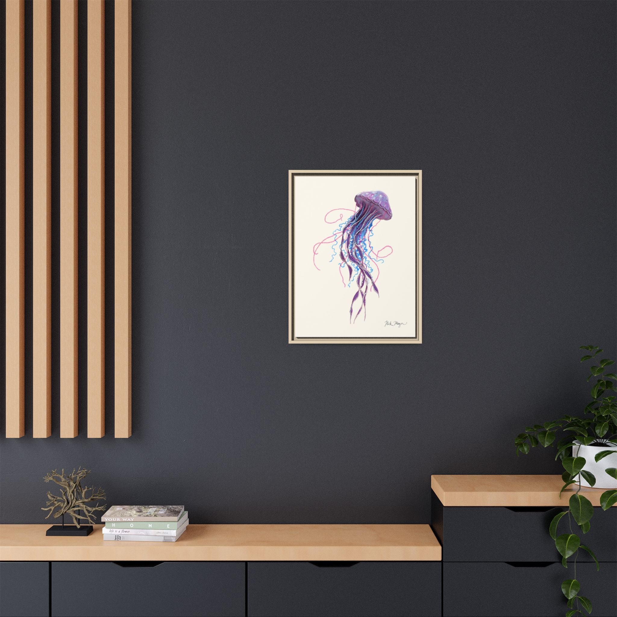 Purple Jellyfish II Framed Canvas Print Printify