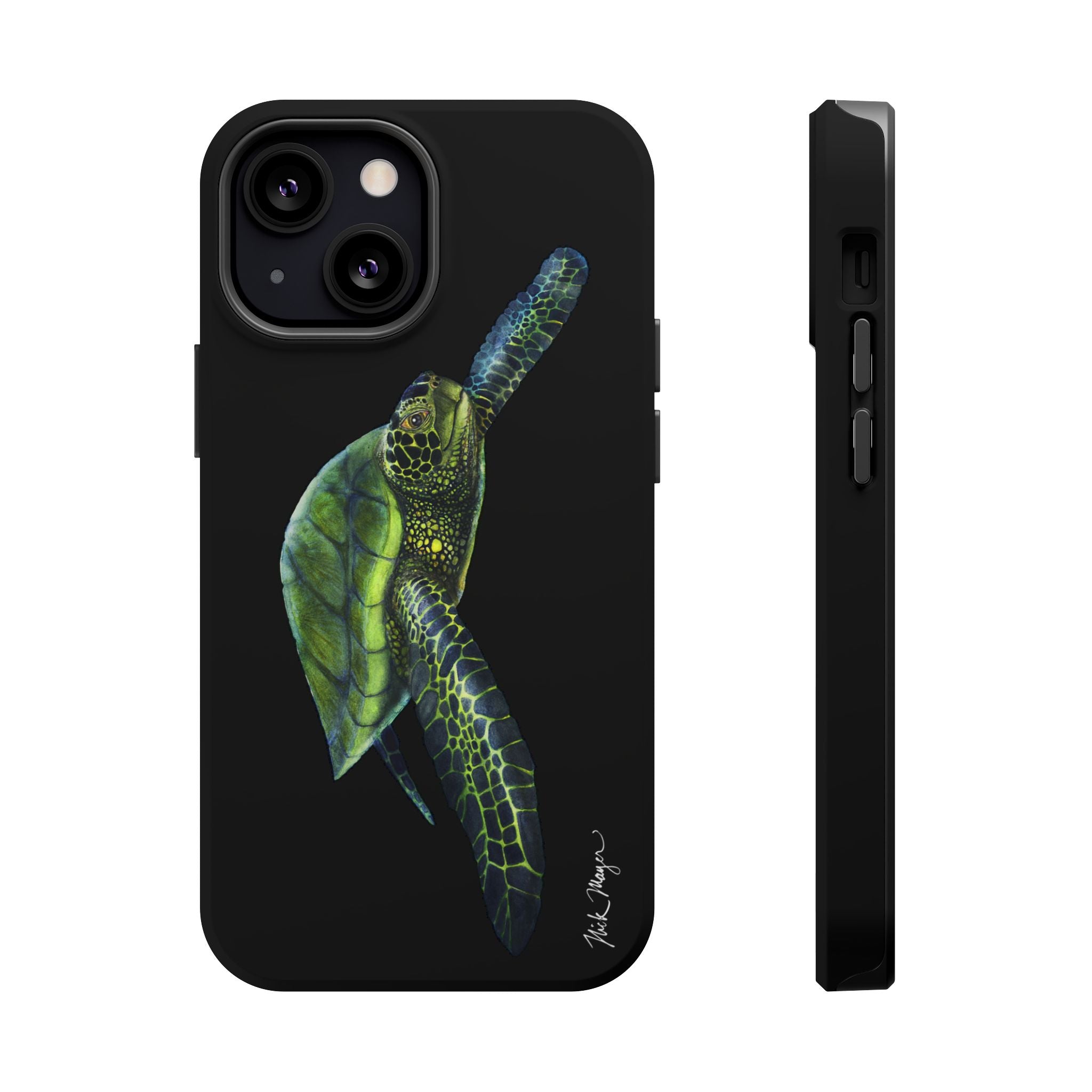 Green Sea Turtle MagSafe Black iPhone Case