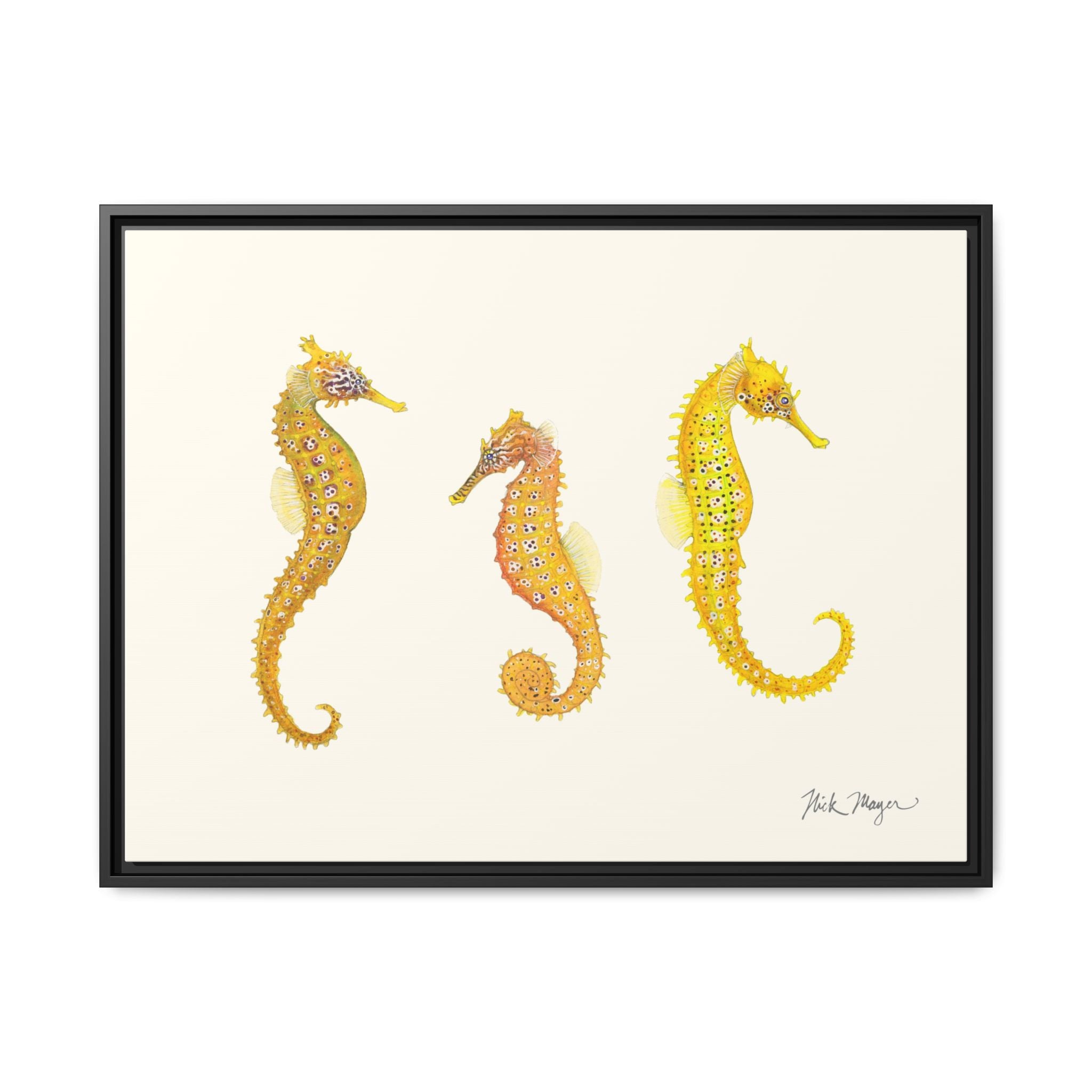 Giant Seahorse Trio Framed Canvas Print Printify