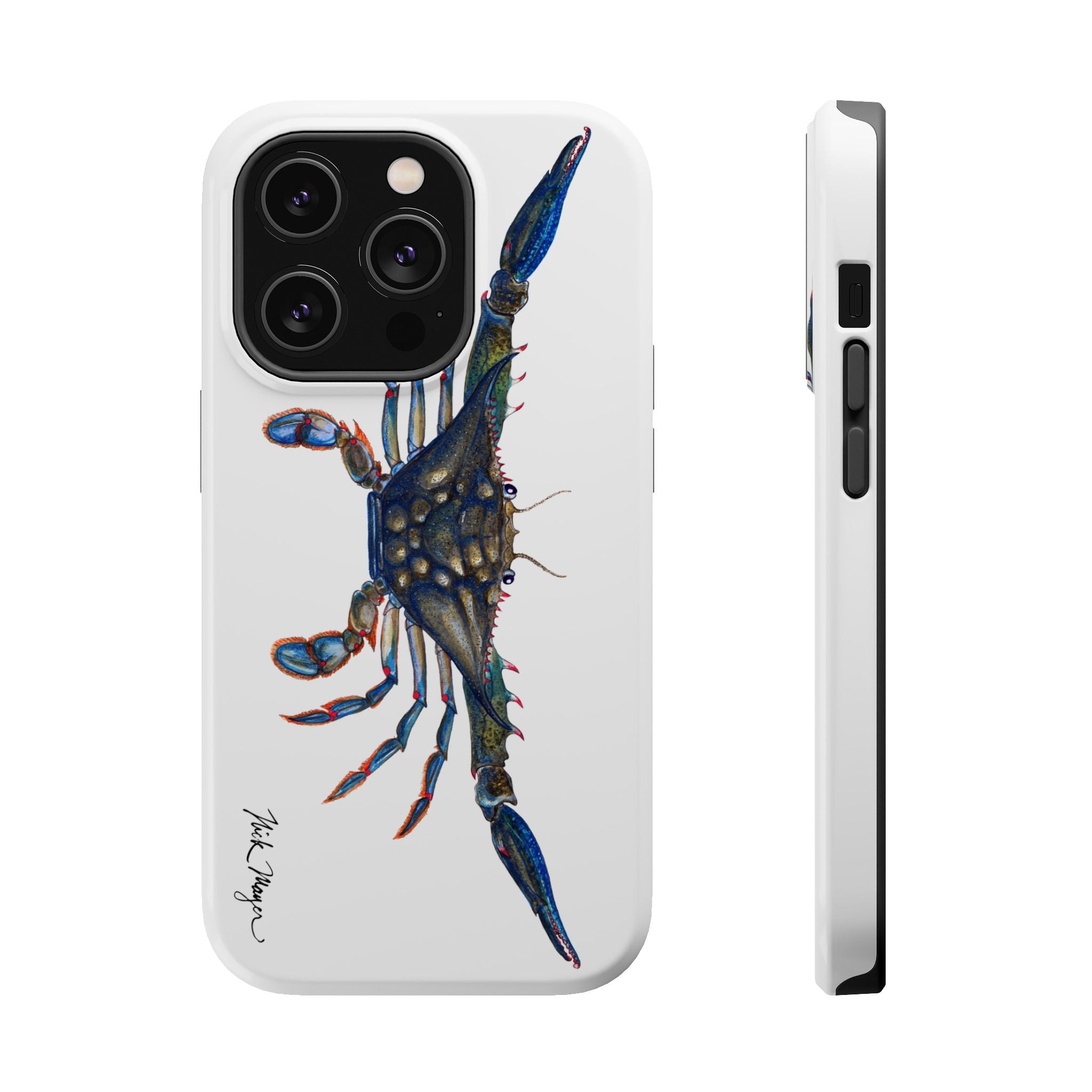 Blue Crab MagSafe White iPhone Case
