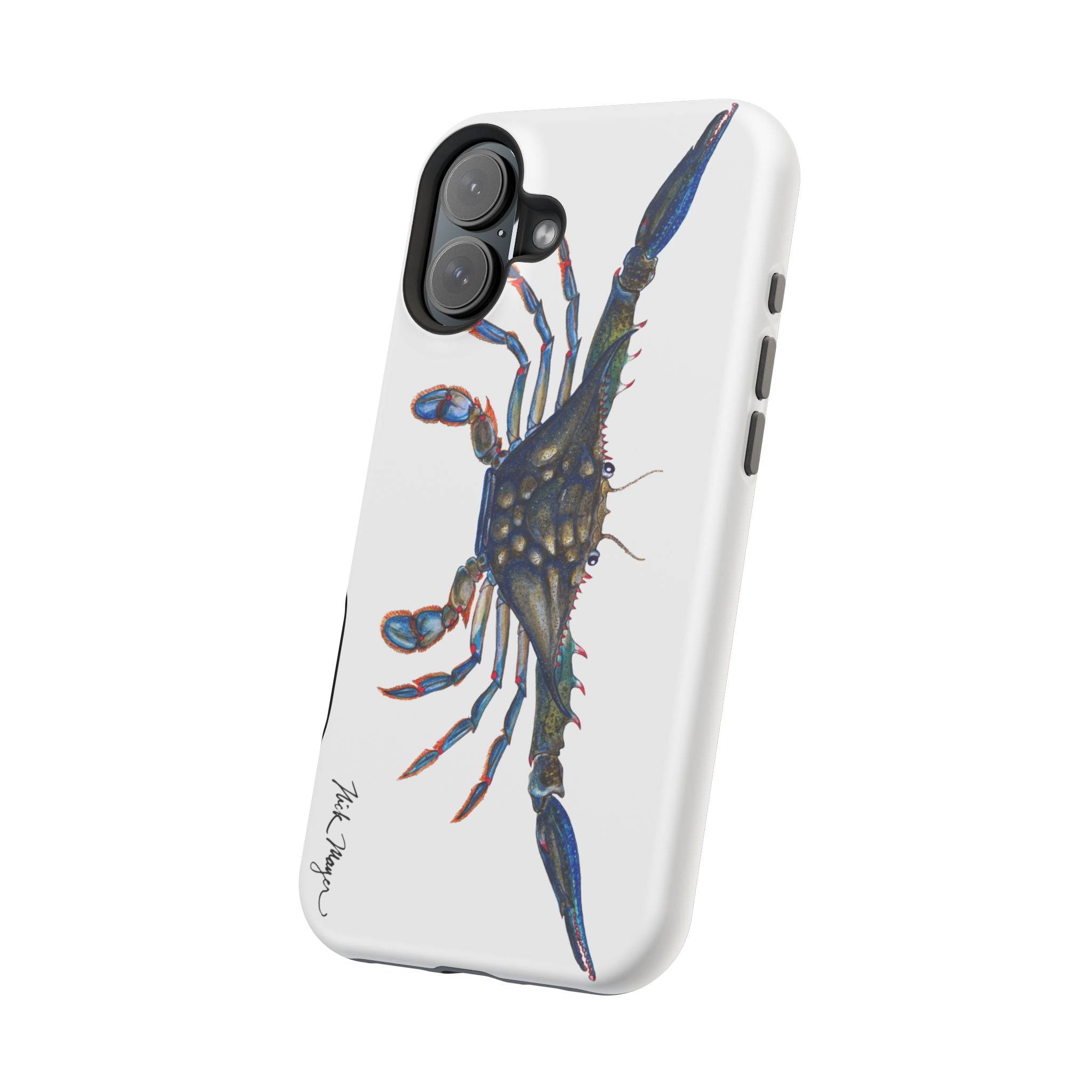 Blue Crab MagSafe White iPhone Case