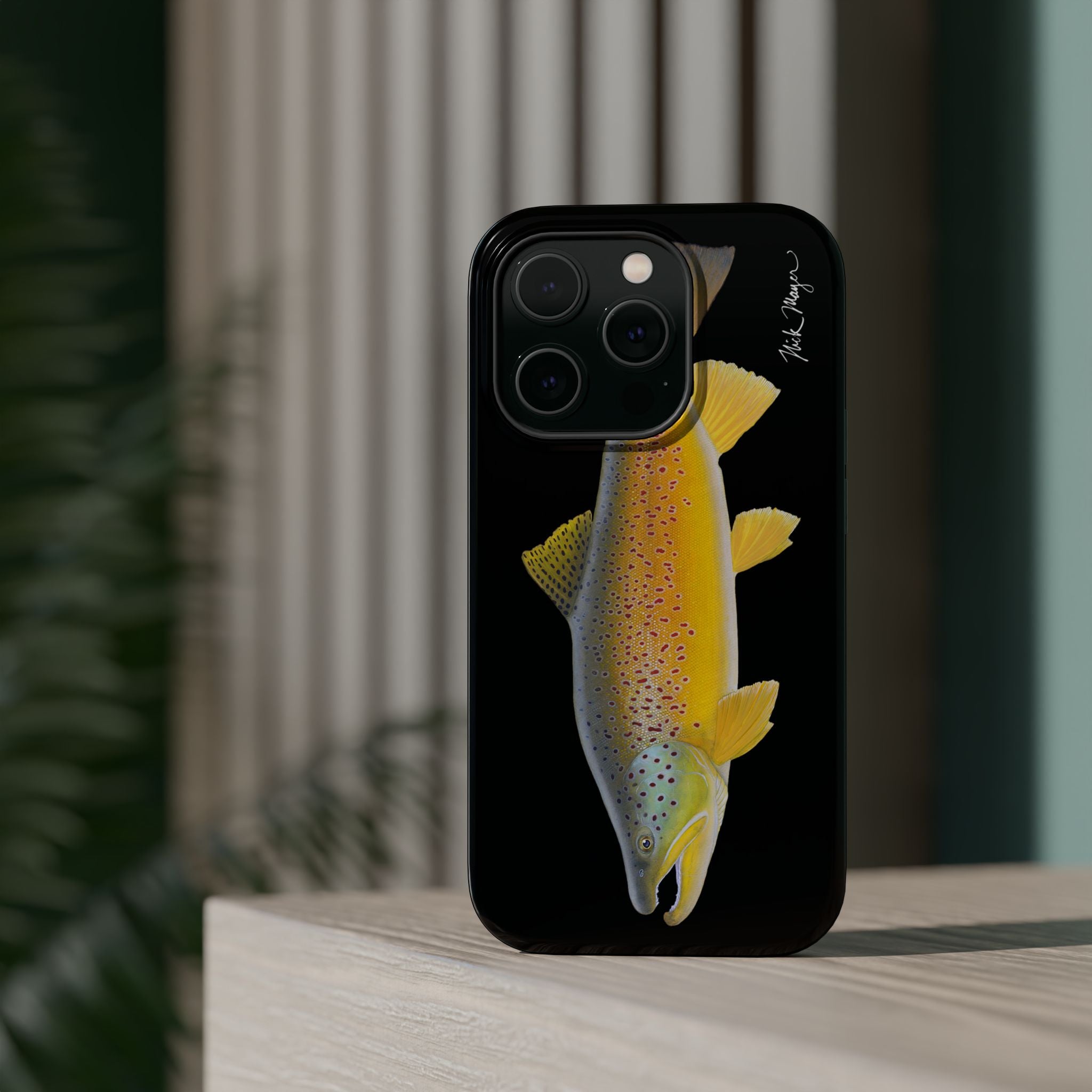 Brown Trout 3 Black MagSafe iPhone Case