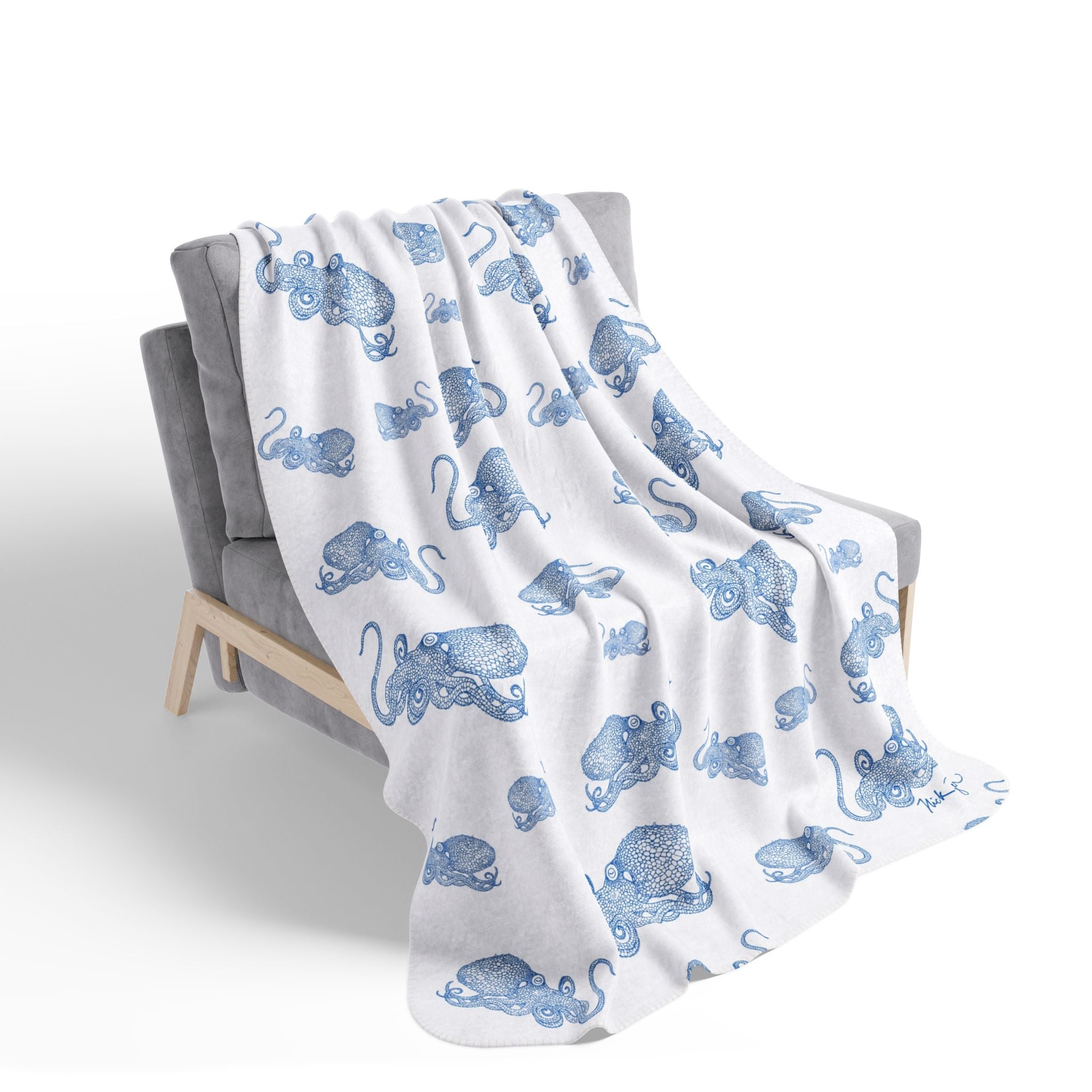 Blue Octopus Super Soft Sherpa Blanket