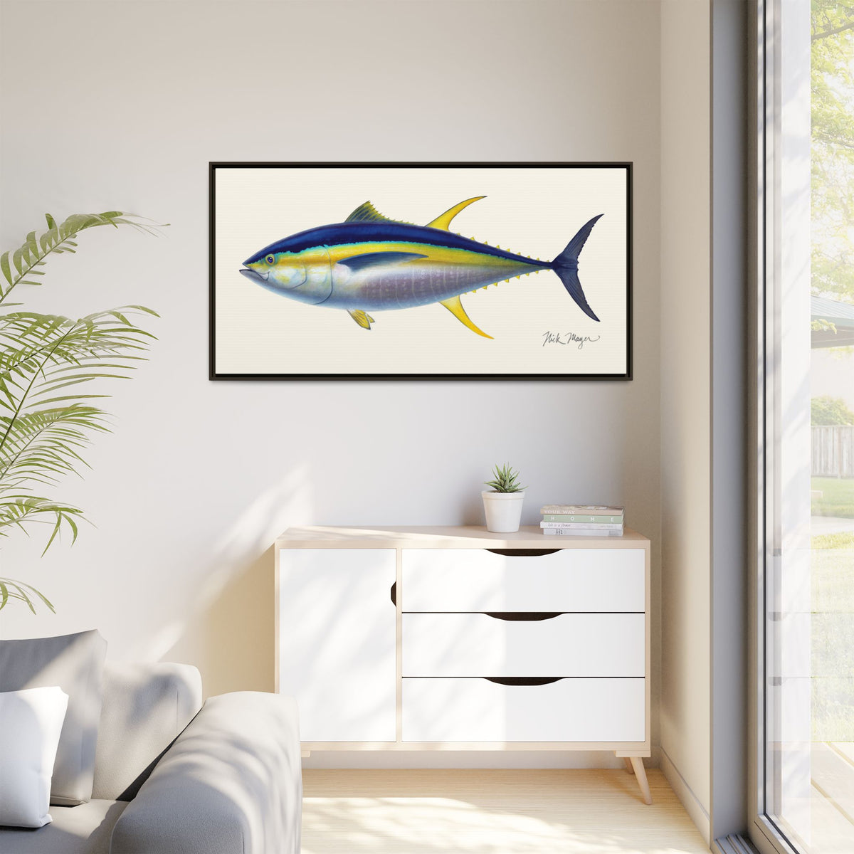 Yellowfin Tuna Framed Canvas Print Printify