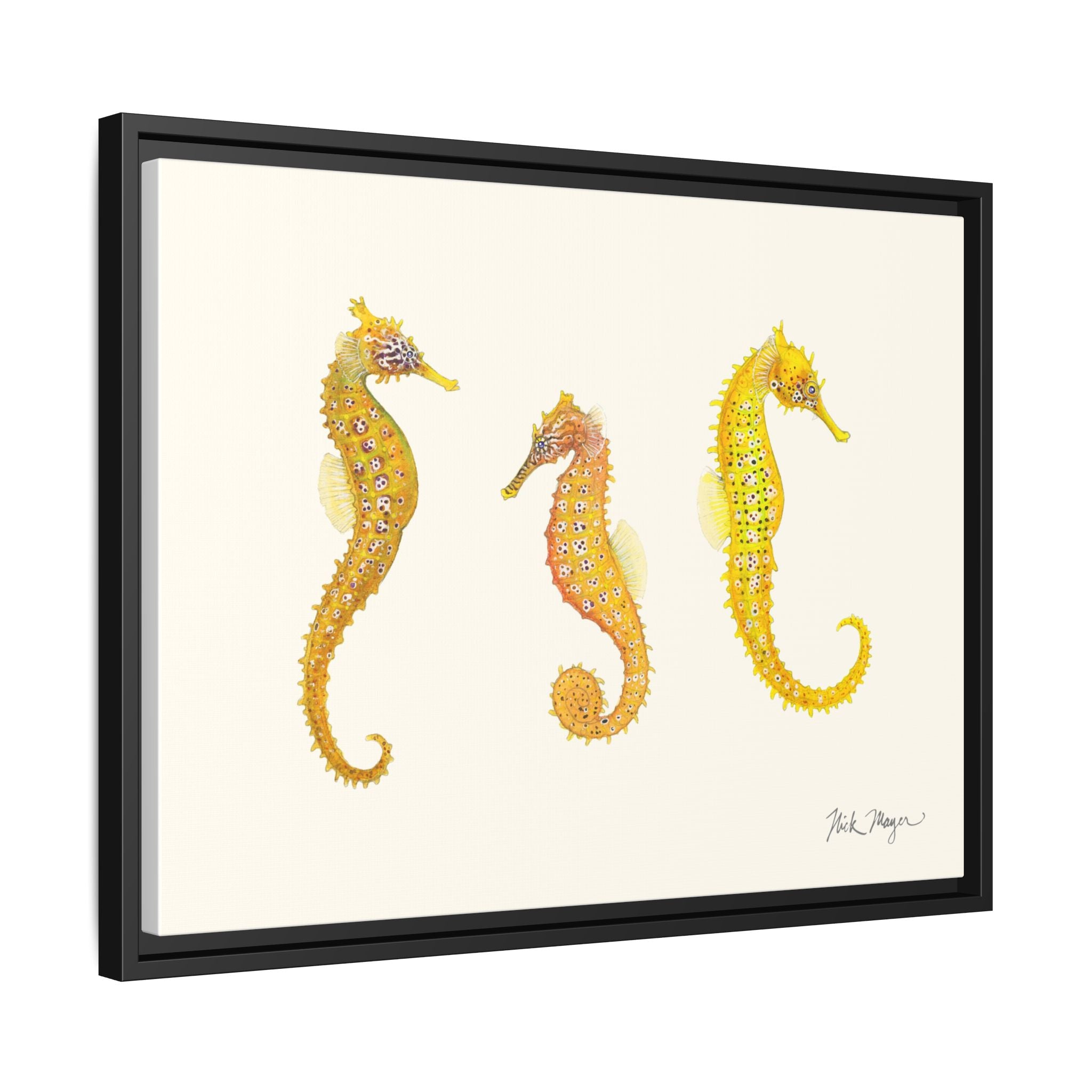 Giant Seahorse Trio Framed Canvas Print Printify