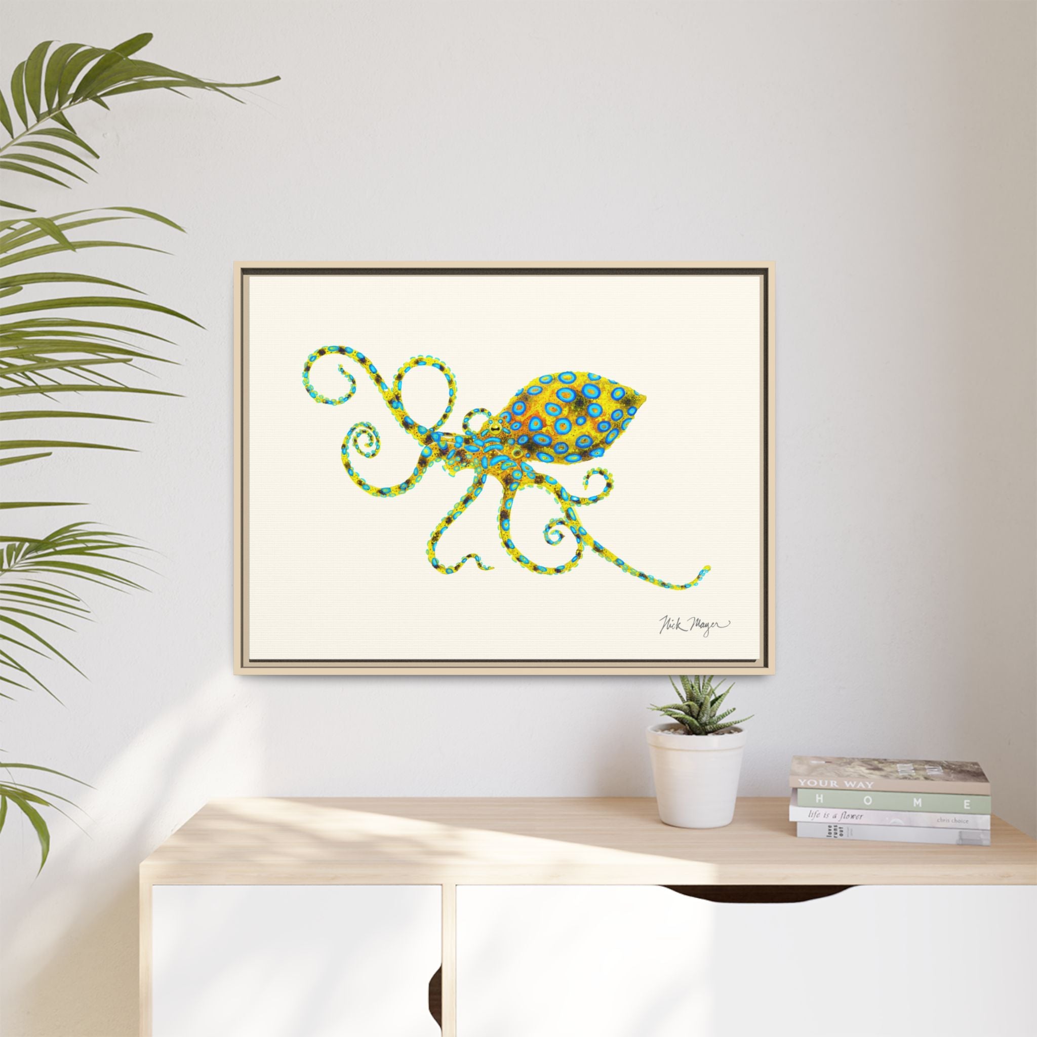 Blue Ringed Octopus Framed Canvas Print Printify