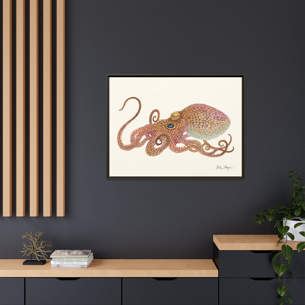 Two Spot Octopus Framed Canvas Print Printify