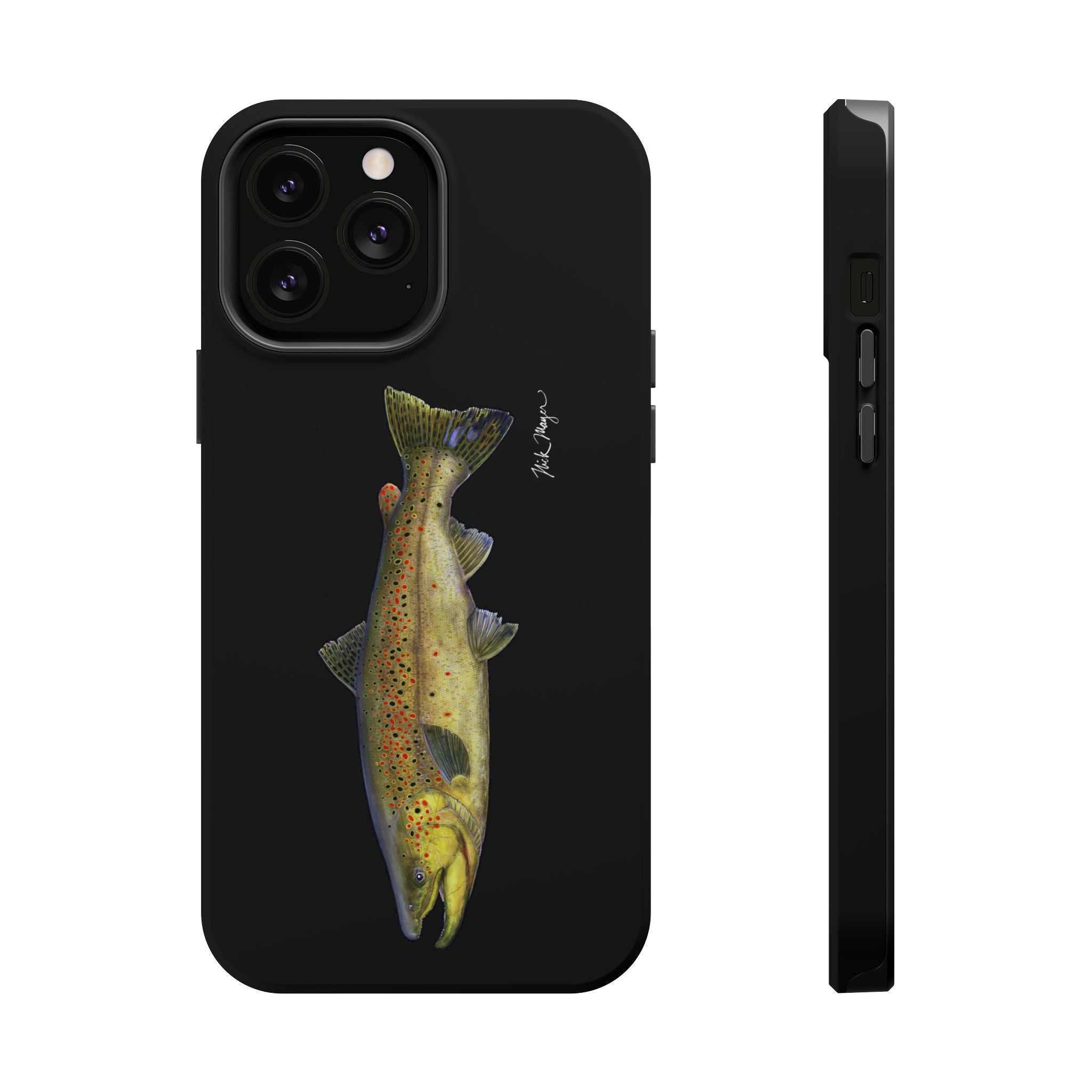 Brown Trout MagSafe Black iPhone Case