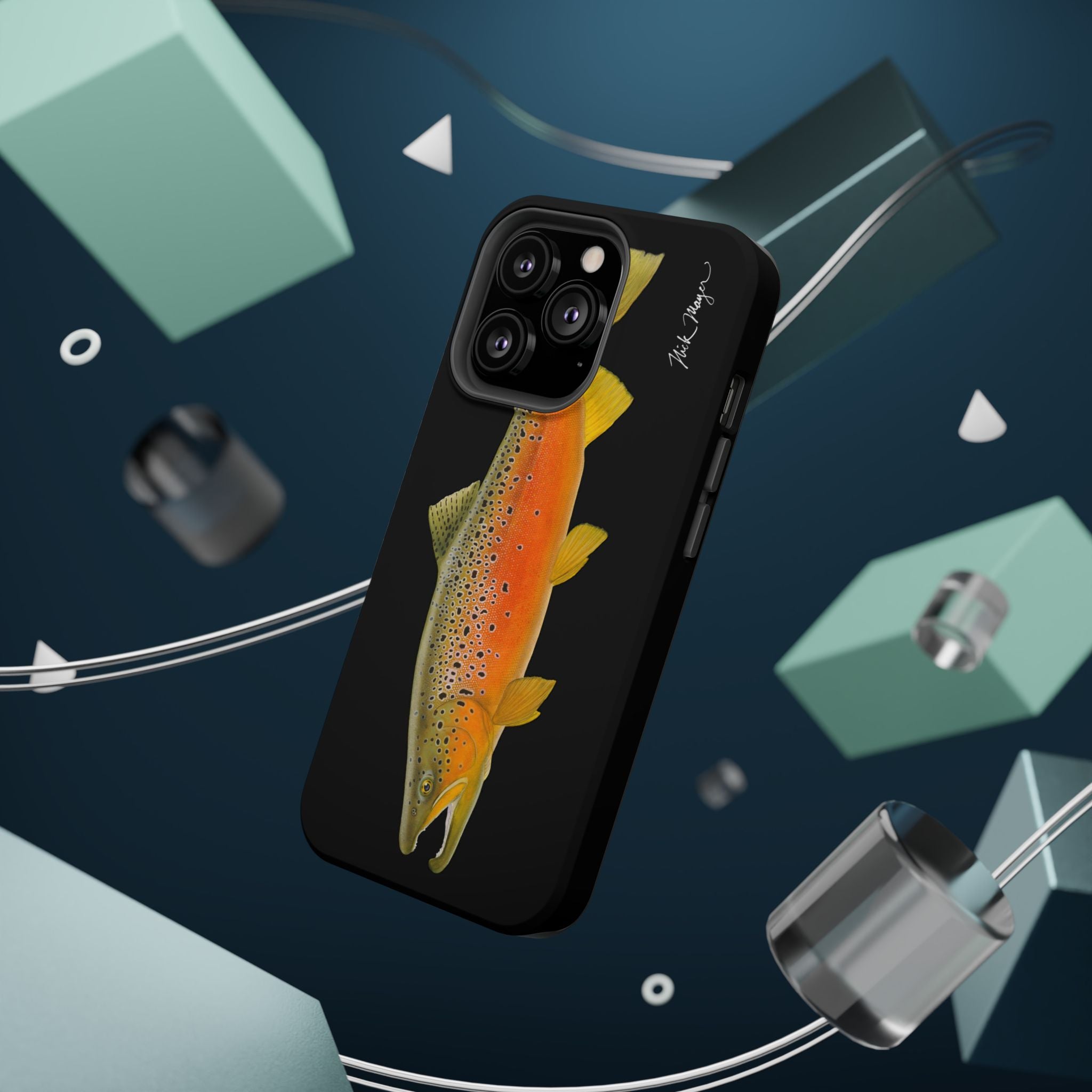 Brown Trout 2 Black MagSafe iPhone Case, NEW for Holiday 2025!