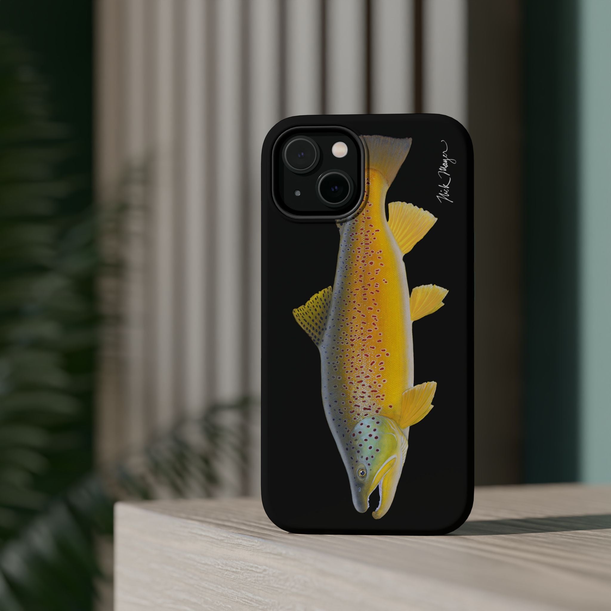 Brown Trout 3 Black MagSafe iPhone Case