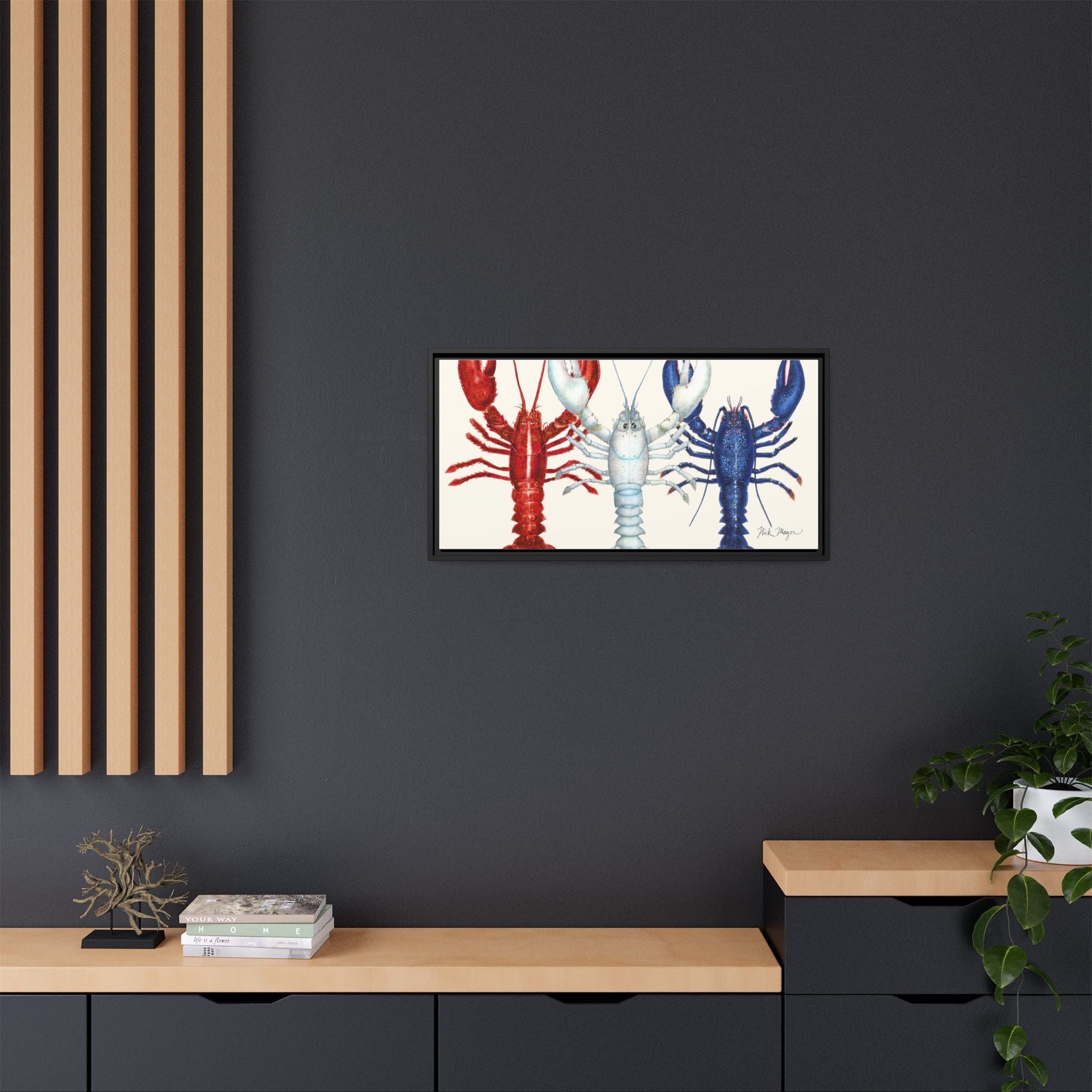 American Lobsters Trio Framed Canvas Print Printify
