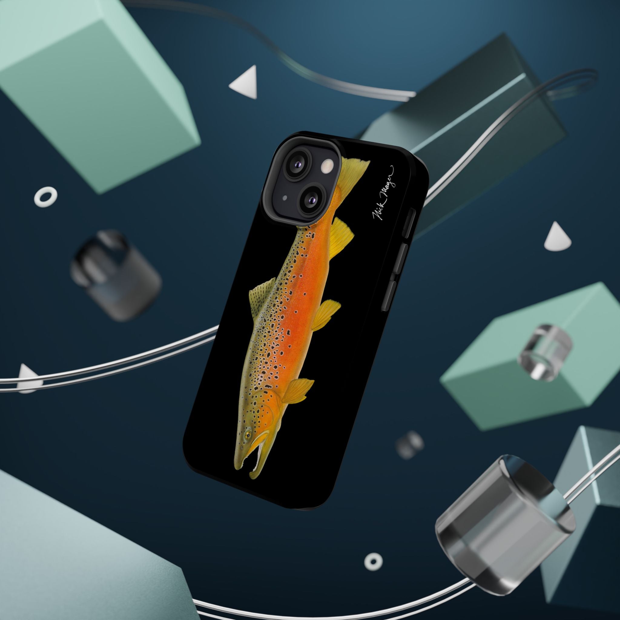 Brown Trout 2 Black MagSafe iPhone Case, NEW for Holiday 2025!