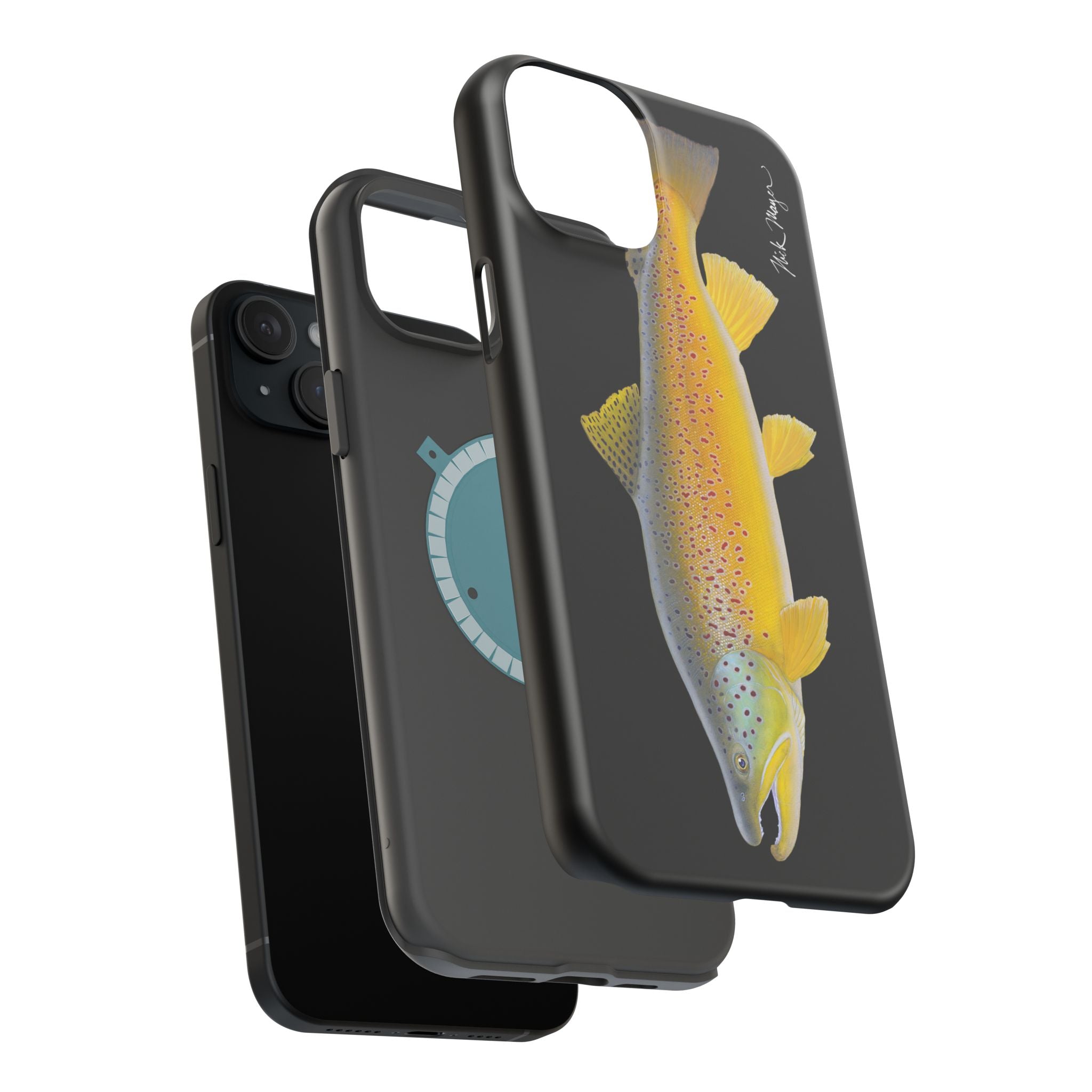 Brown Trout 3 Black MagSafe iPhone Case