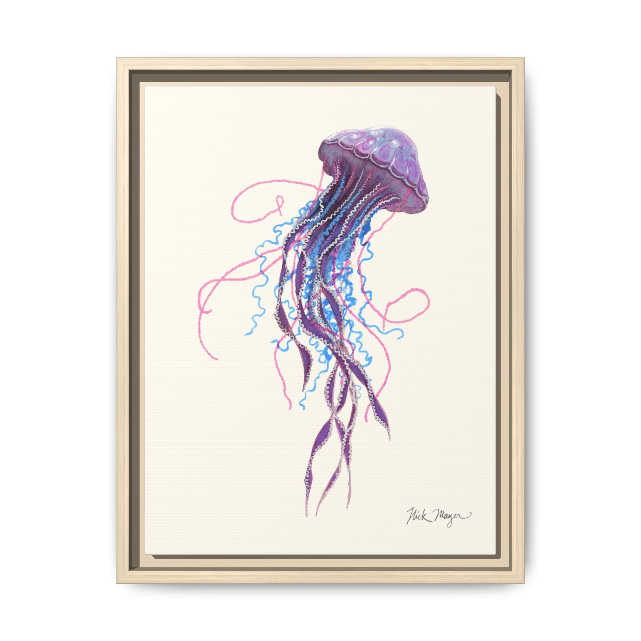 Purple Jellyfish II Framed Canvas Print Printify