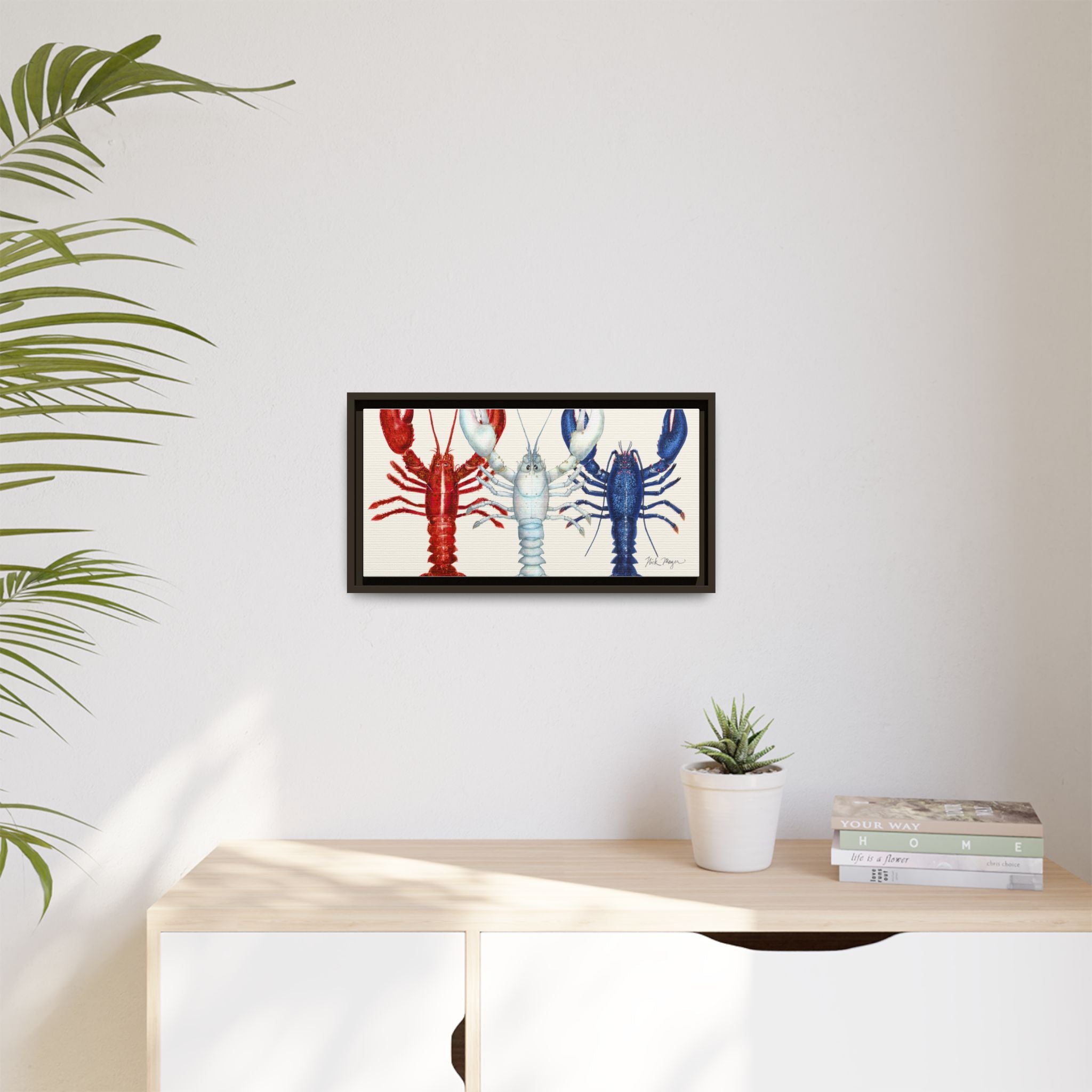 American Lobsters Trio Framed Canvas Print Printify