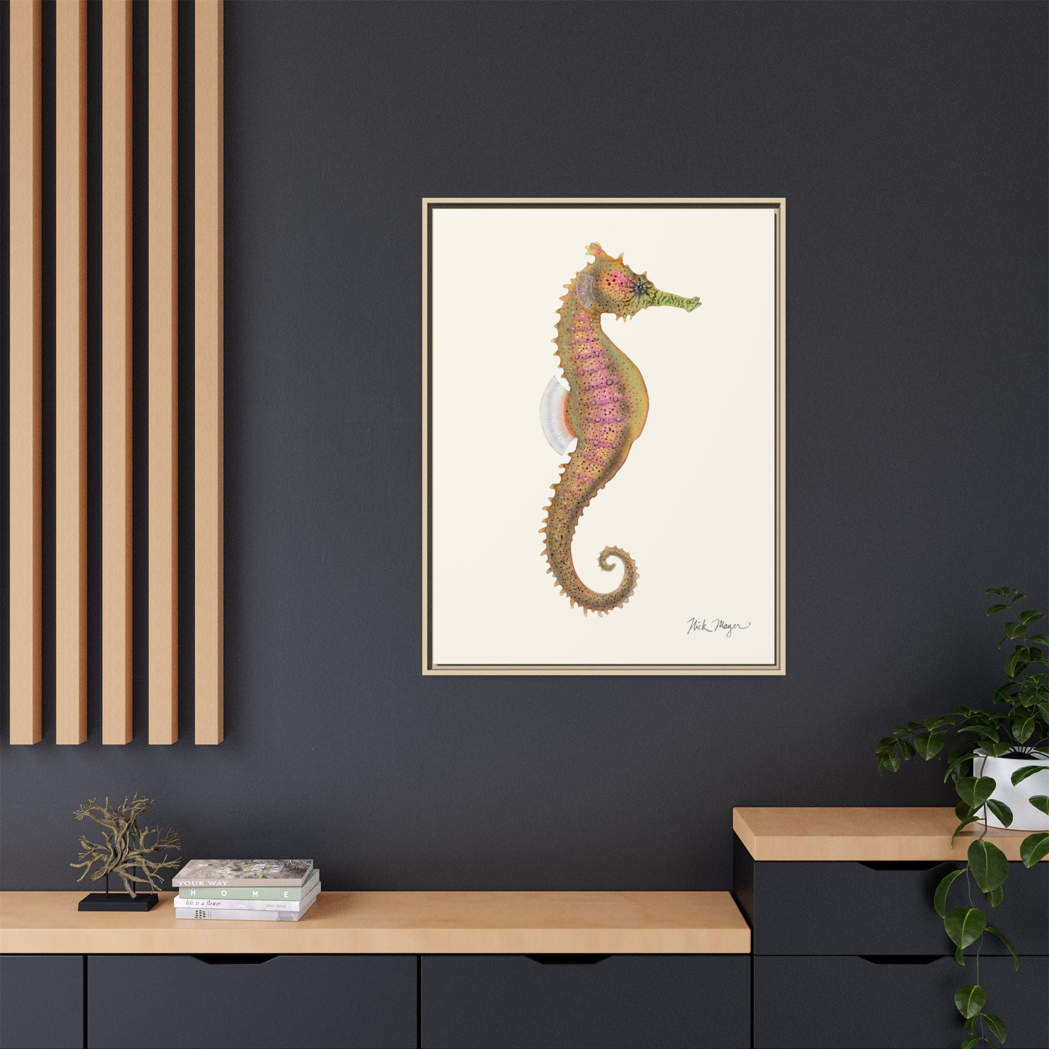 Estuary Seahorse Framed Canvas Print Printify