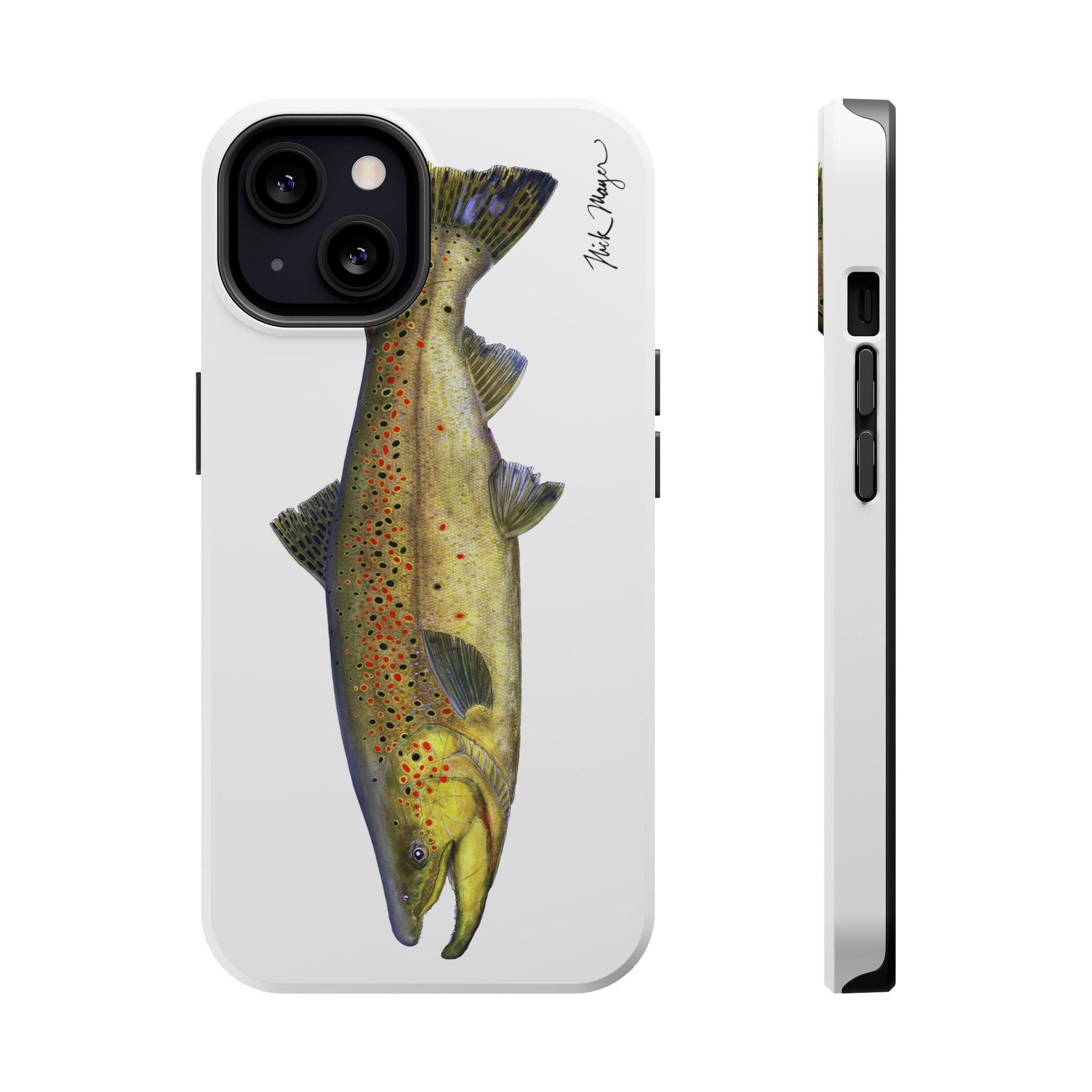 Brown Trout MagSafe White iPhone Case