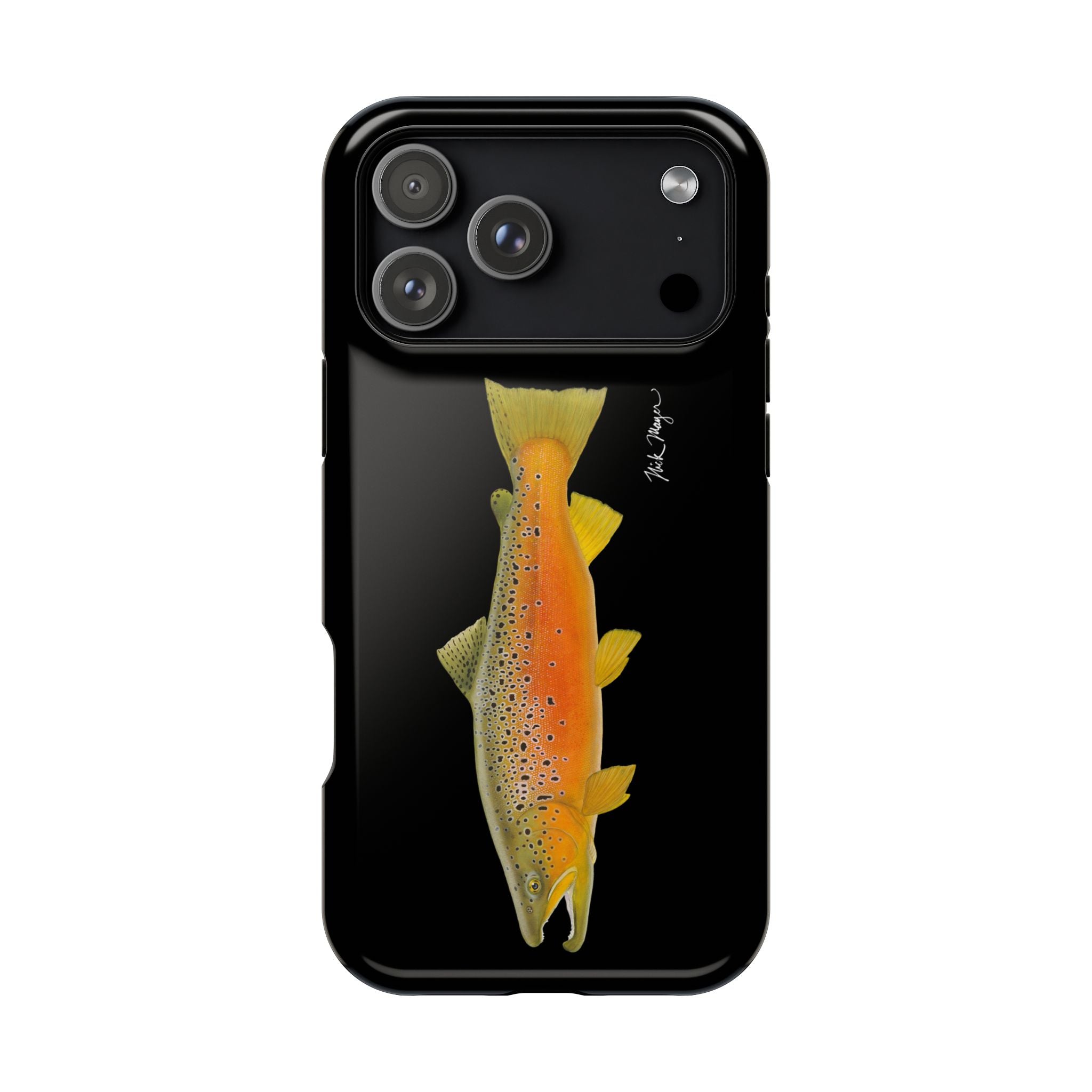 Brown Trout 2 Black MagSafe iPhone Case, NEW for Holiday 2025!