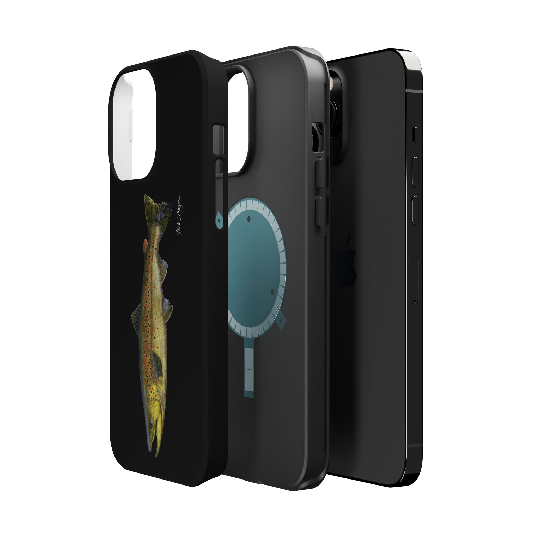 Brown Trout MagSafe Black iPhone Case