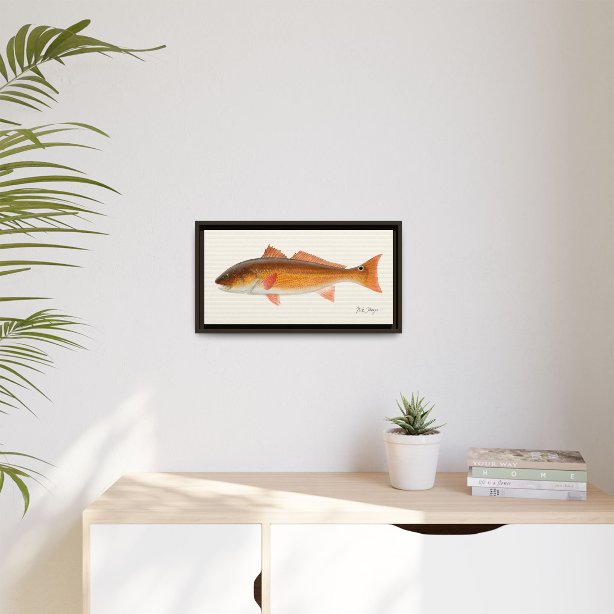 Redfish, 15 lbs Framed Canvas Print Printify