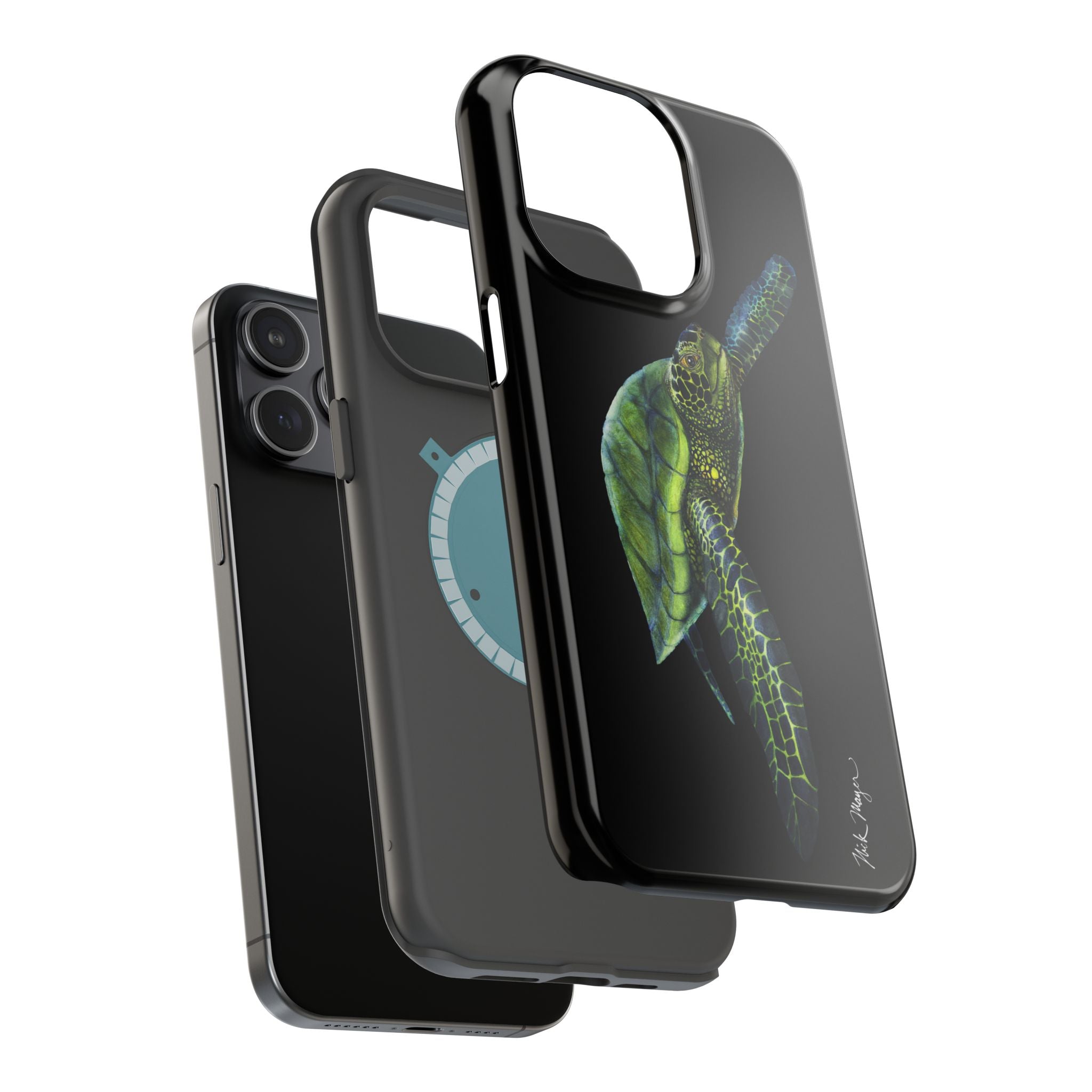 Green Sea Turtle MagSafe Black iPhone Case