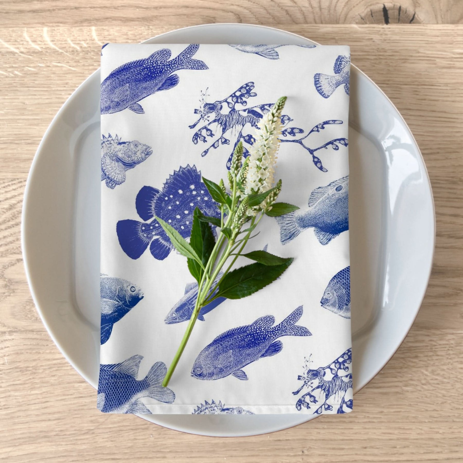 Ocean Stamps 4 Piece Cloth Napkin Set