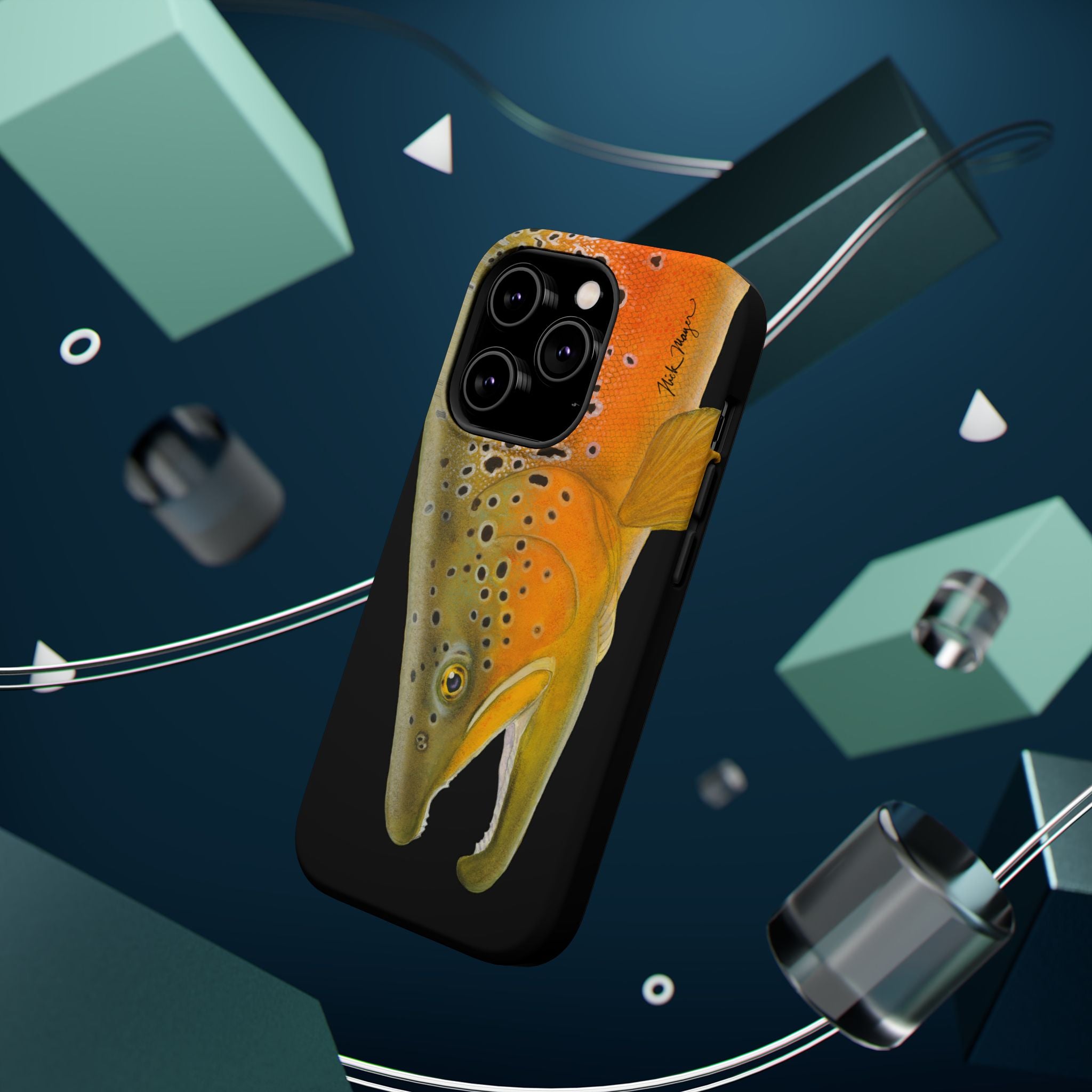 Brown Trout 2 Black MagSafe iPhone Case