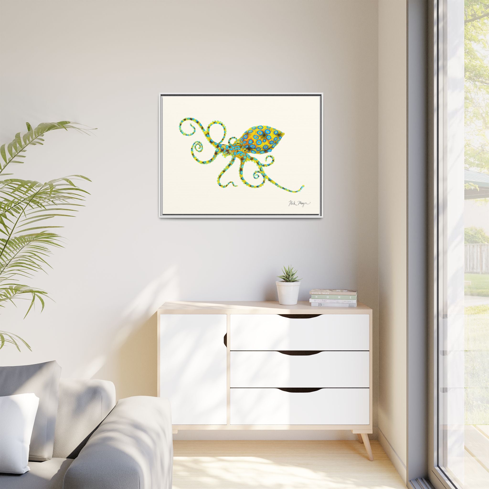 Blue Ringed Octopus Framed Canvas Print Printify