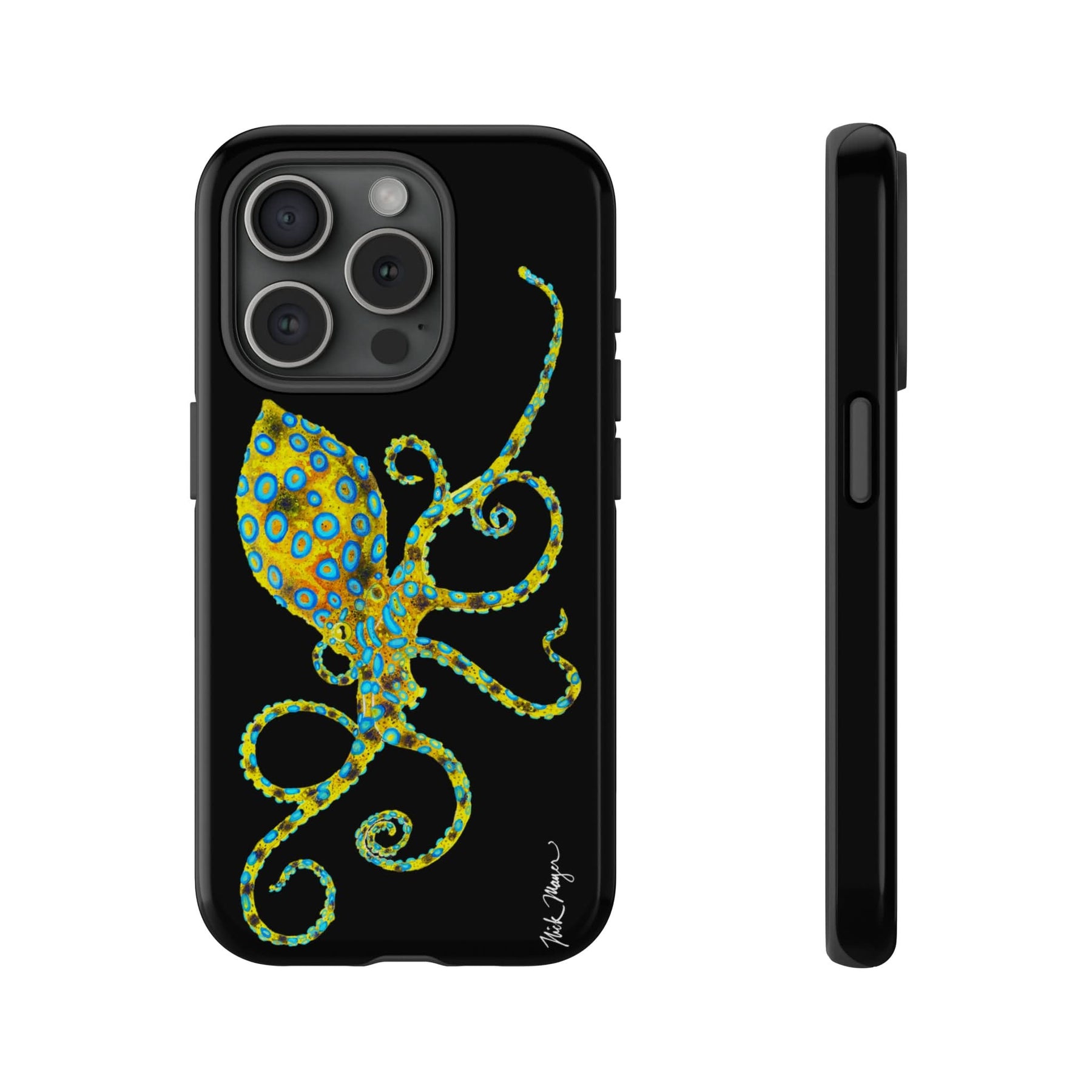 Blue Ringed Octopus Black iPhone 15 Case