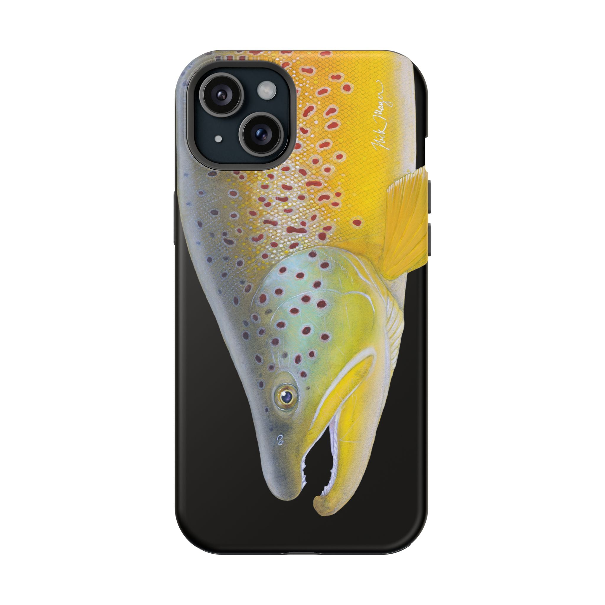 Brown Trout 3 Face Black MagSafe iPhone Case