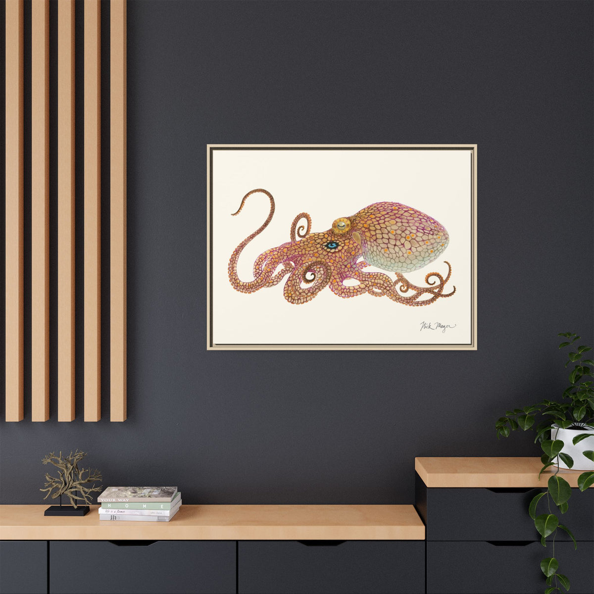 Two Spot Octopus Framed Canvas Print Printify