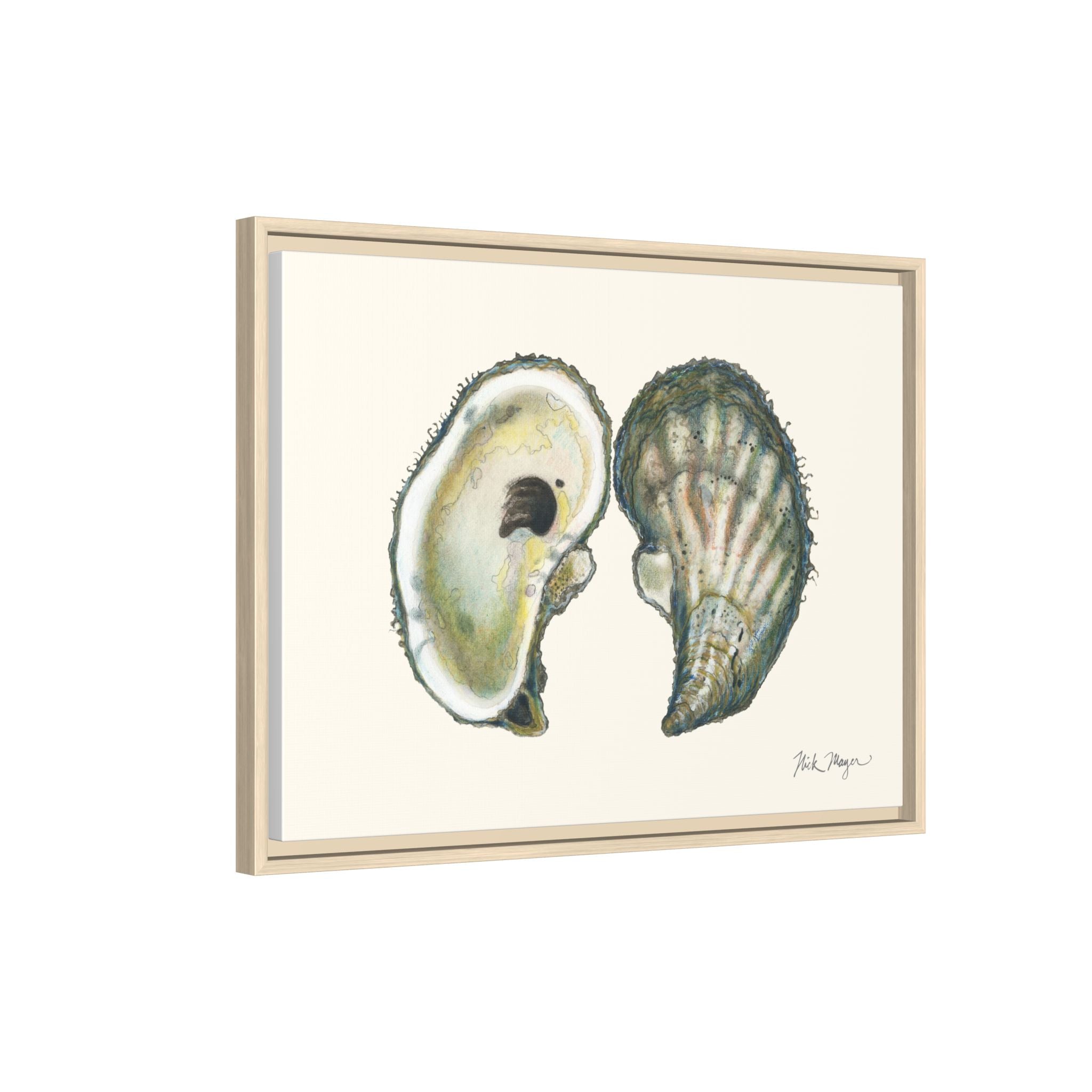Framed Oysters Art Print — Coastal Sea Shell Wall Decor Printify