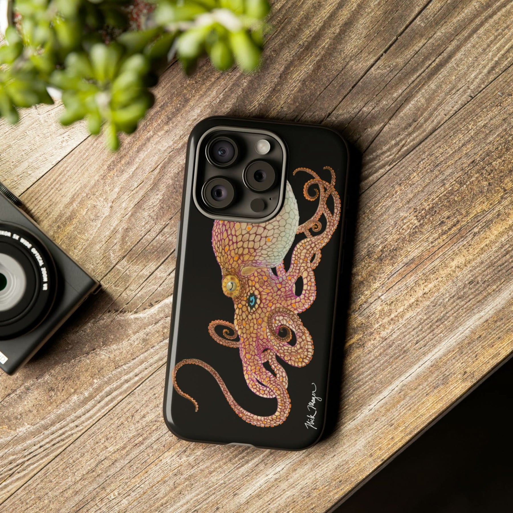 Two Spot Octopus Black iPhone 15 Case
