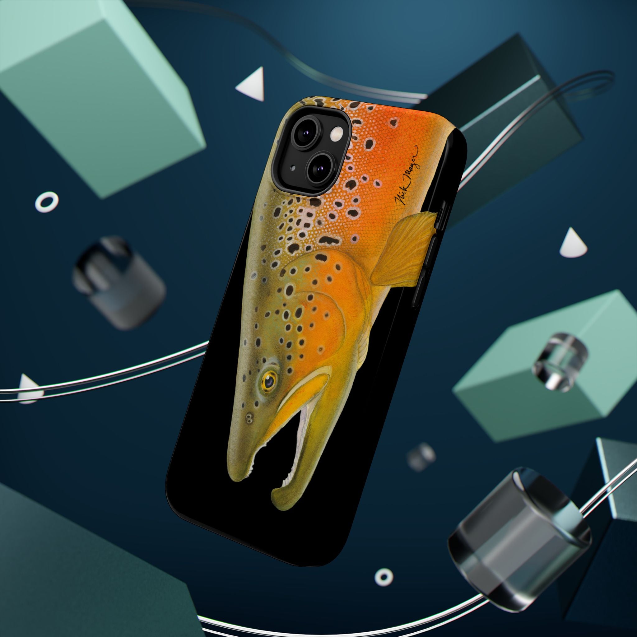 Brown Trout 2 Black MagSafe iPhone Case