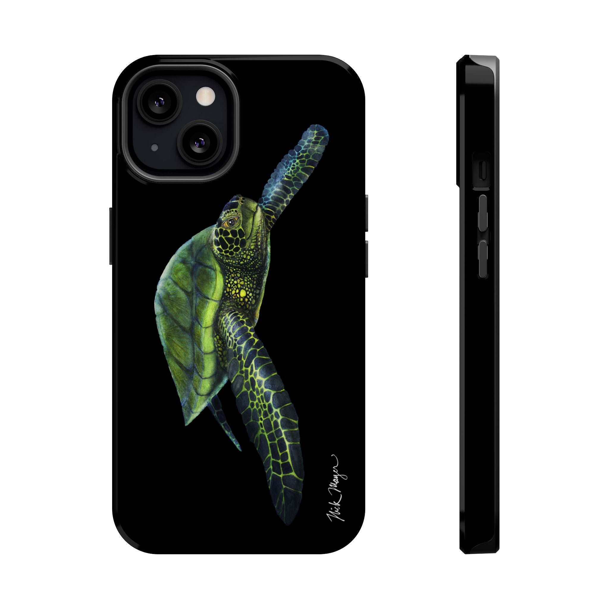 Green Sea Turtle MagSafe Black iPhone Case