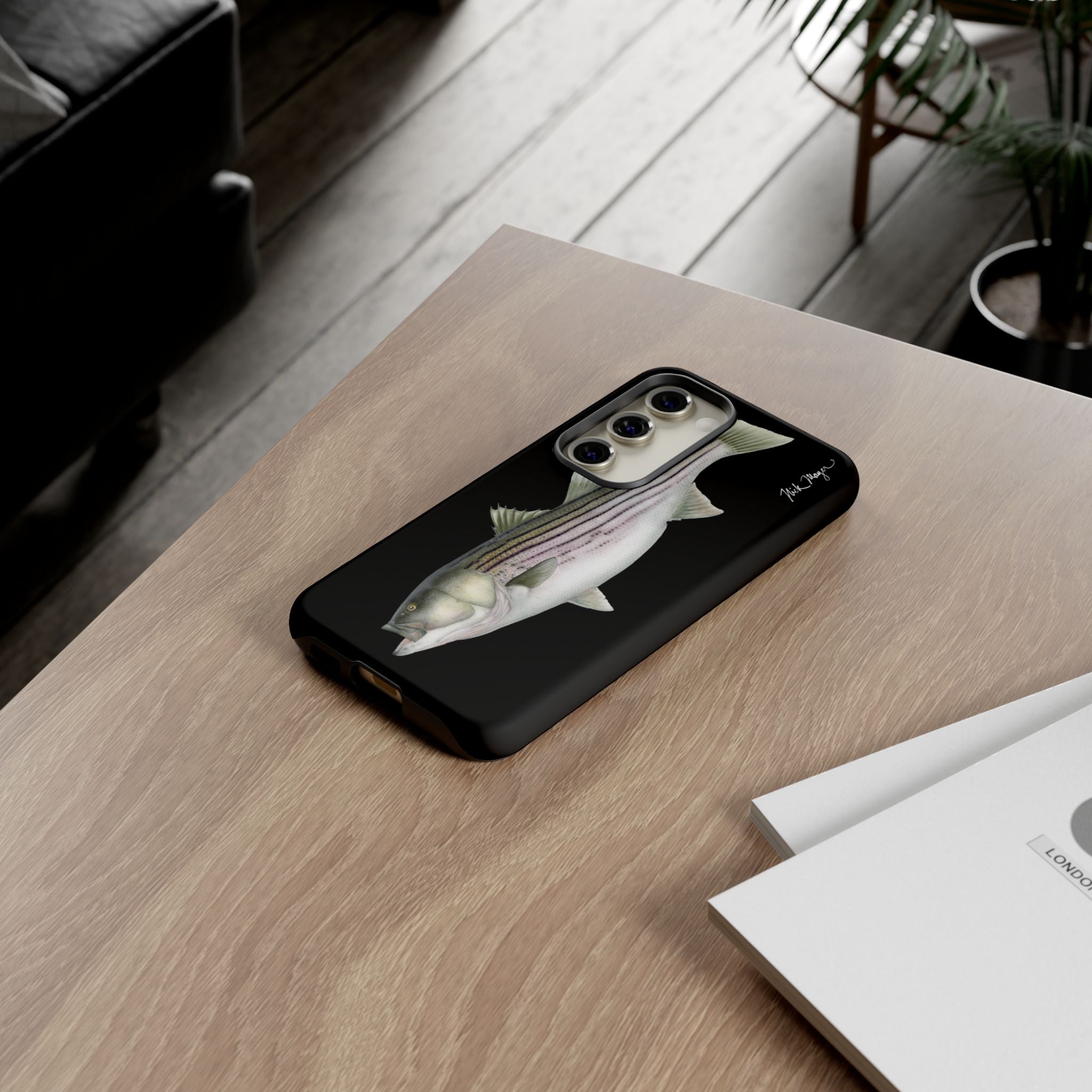 30 lb Striper Black Phone Case (Samsung) Printify