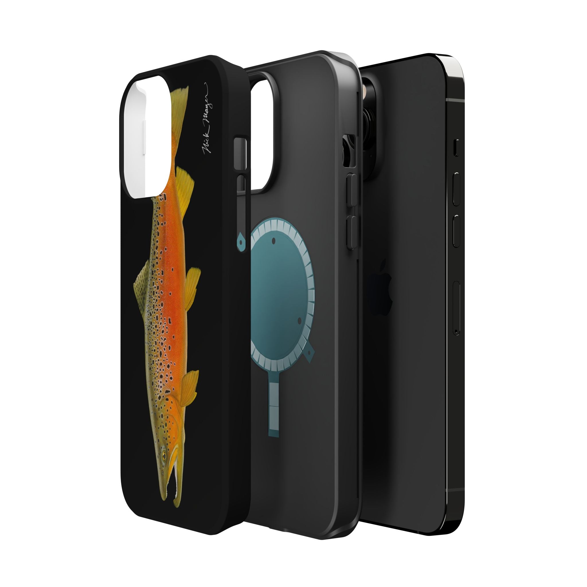 Brown Trout 2 Black MagSafe iPhone Case, NEW for Holiday 2025!