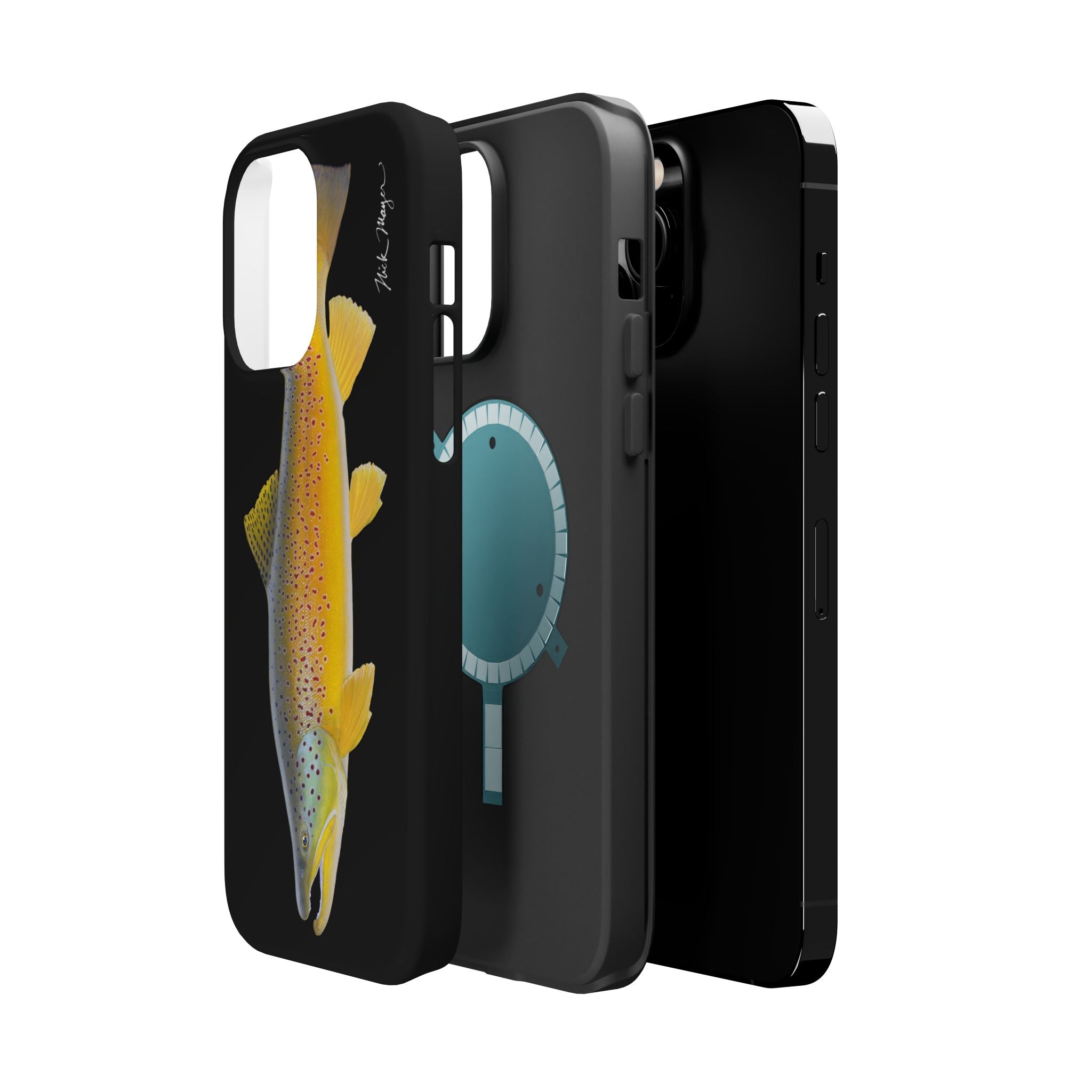 Brown Trout 3 Black MagSafe iPhone Case