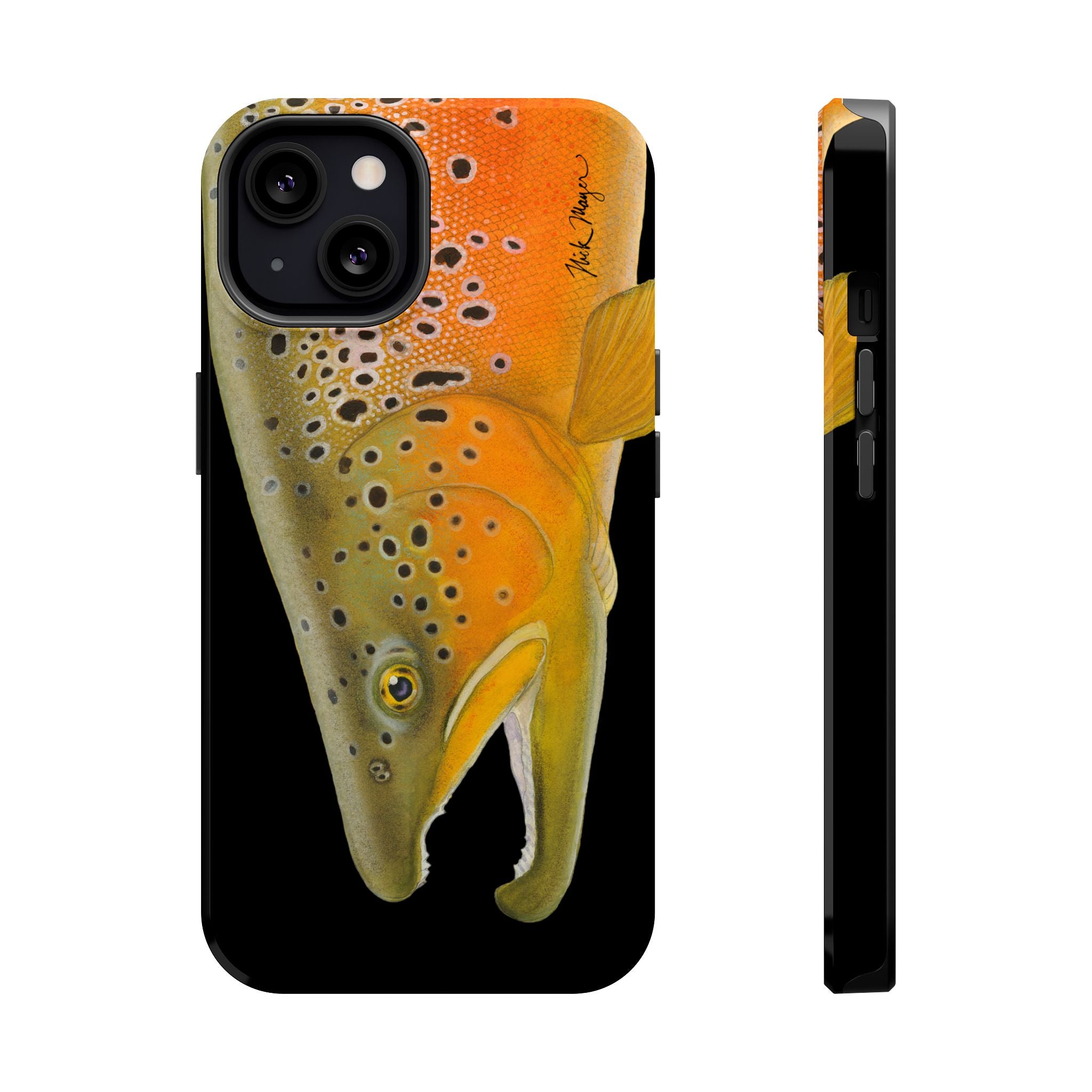 Brown Trout 2 Black MagSafe iPhone Case