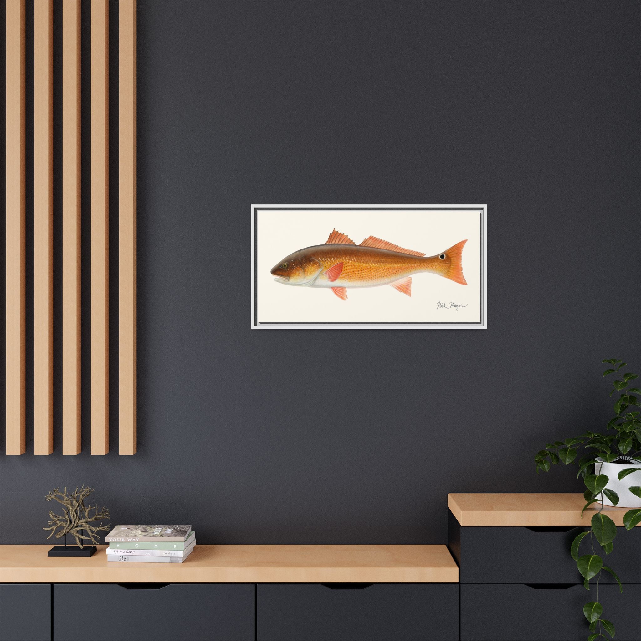 Redfish, 15 lbs Framed Canvas Print Printify