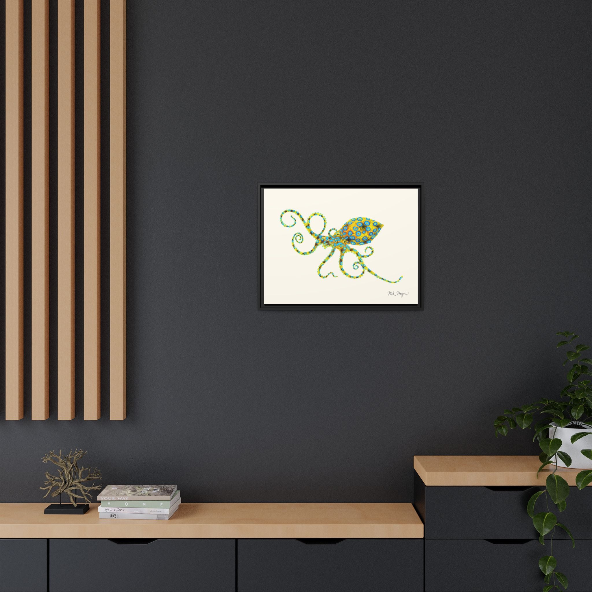 Blue Ringed Octopus Framed Canvas Print Printify