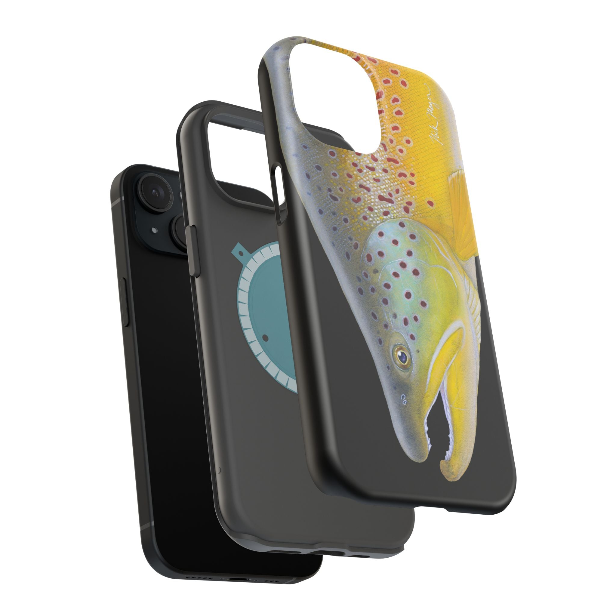 Brown Trout 3 Face Black MagSafe iPhone Case