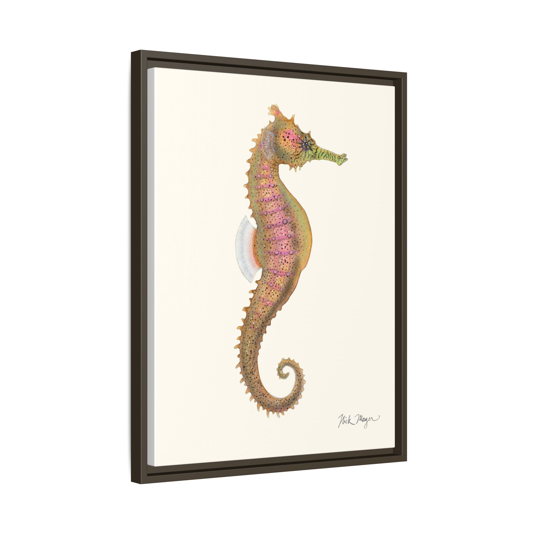Estuary Seahorse Framed Canvas Print Printify