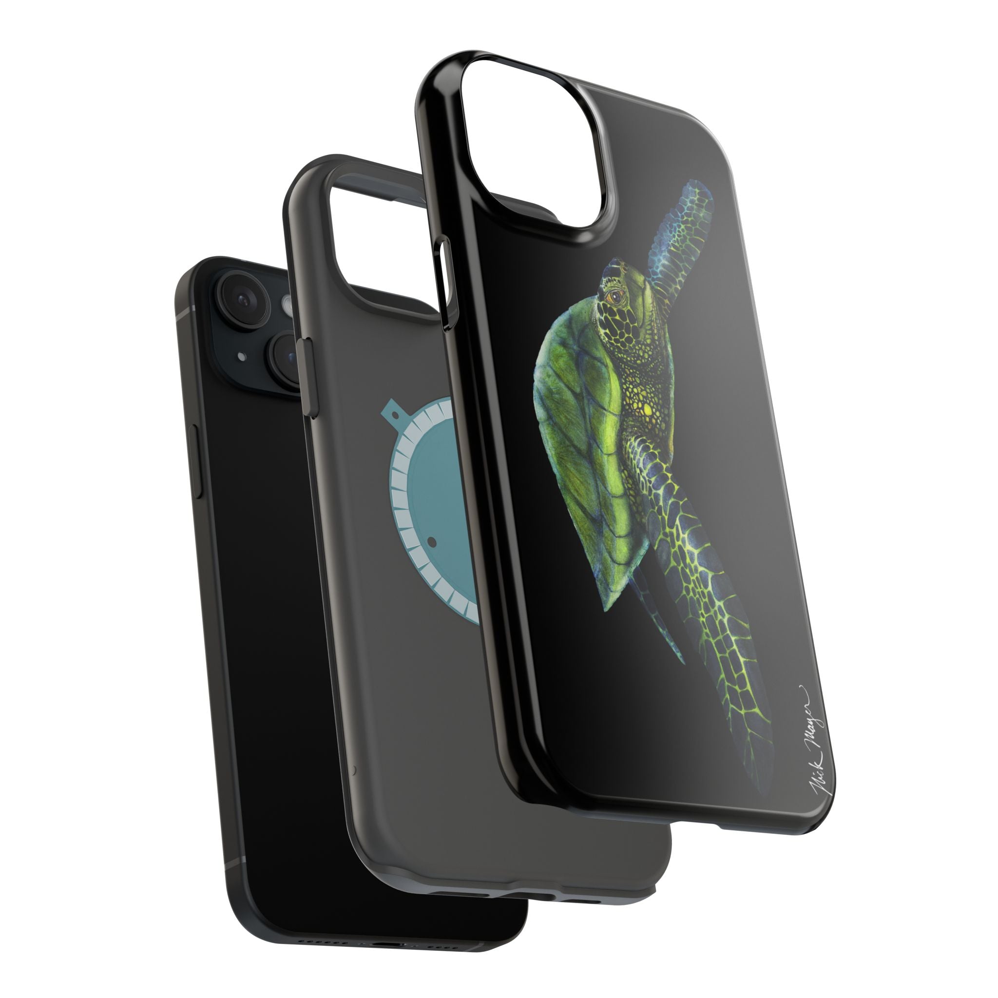 Green Sea Turtle MagSafe Black iPhone Case