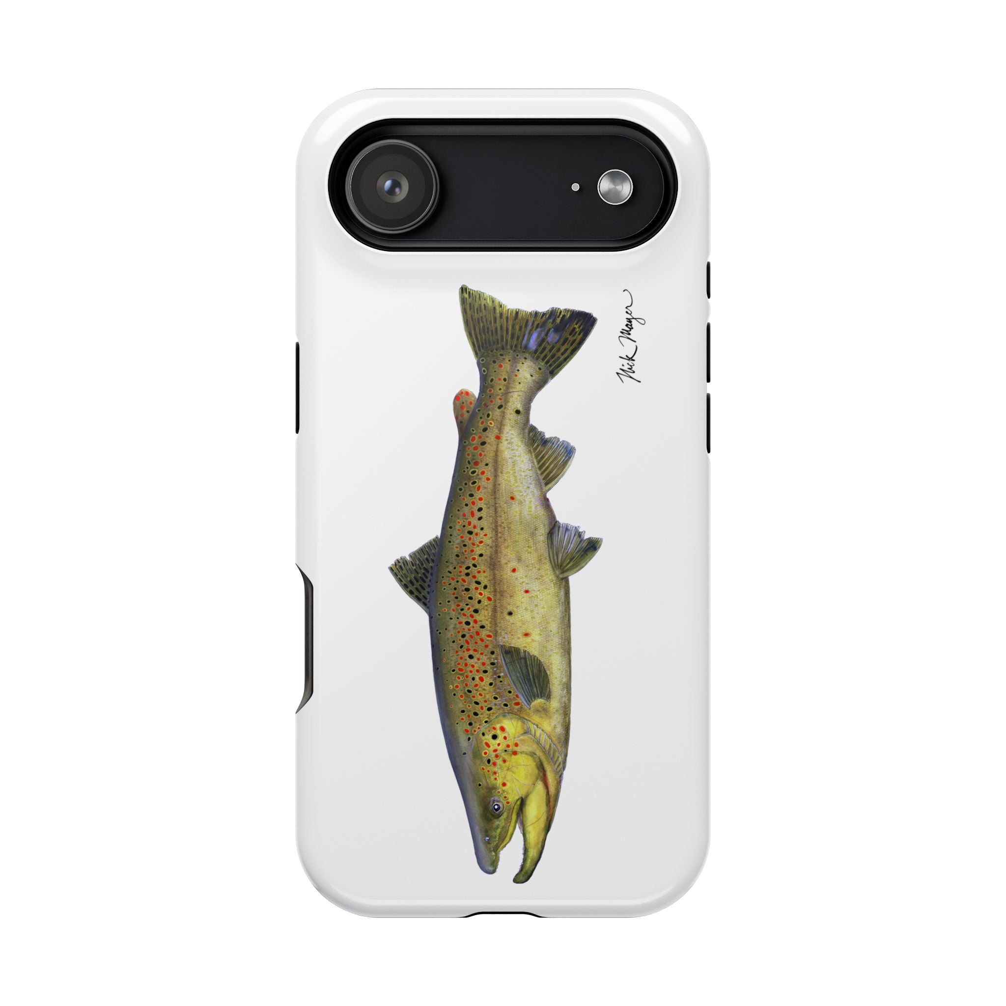 Brown Trout MagSafe White iPhone Case