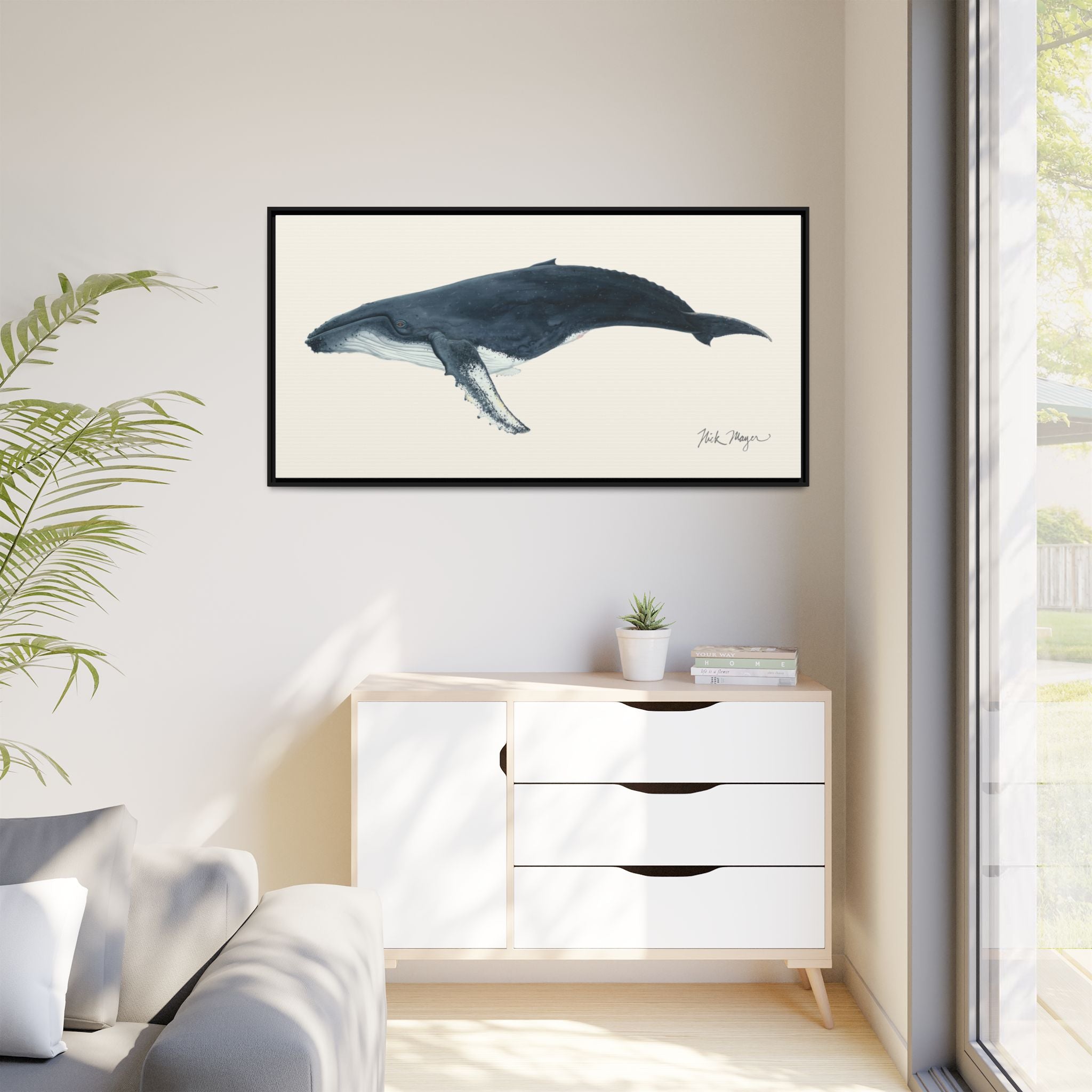 Humpback Whale Framed Canvas Print Printify