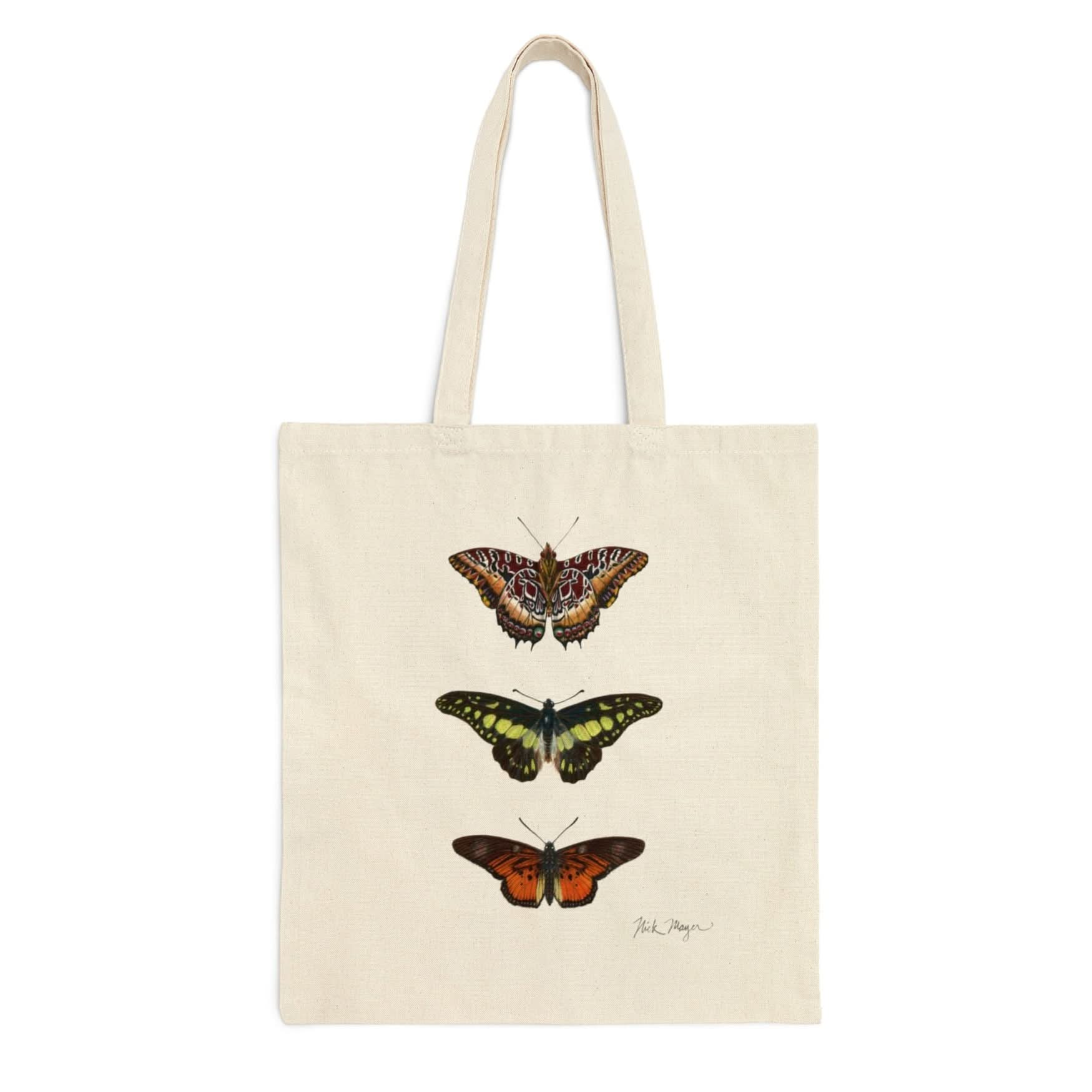 Butterfly Trio Cotton Canvas Tote Bag