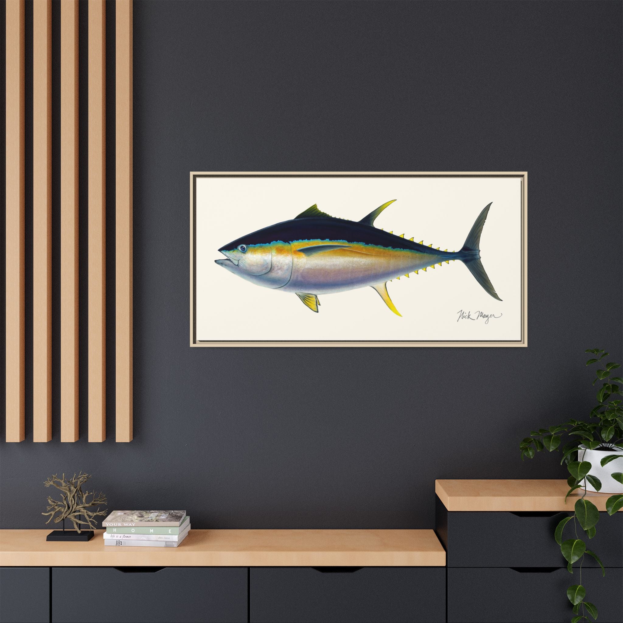 Bigeye Tuna Framed Canvas Print Printify