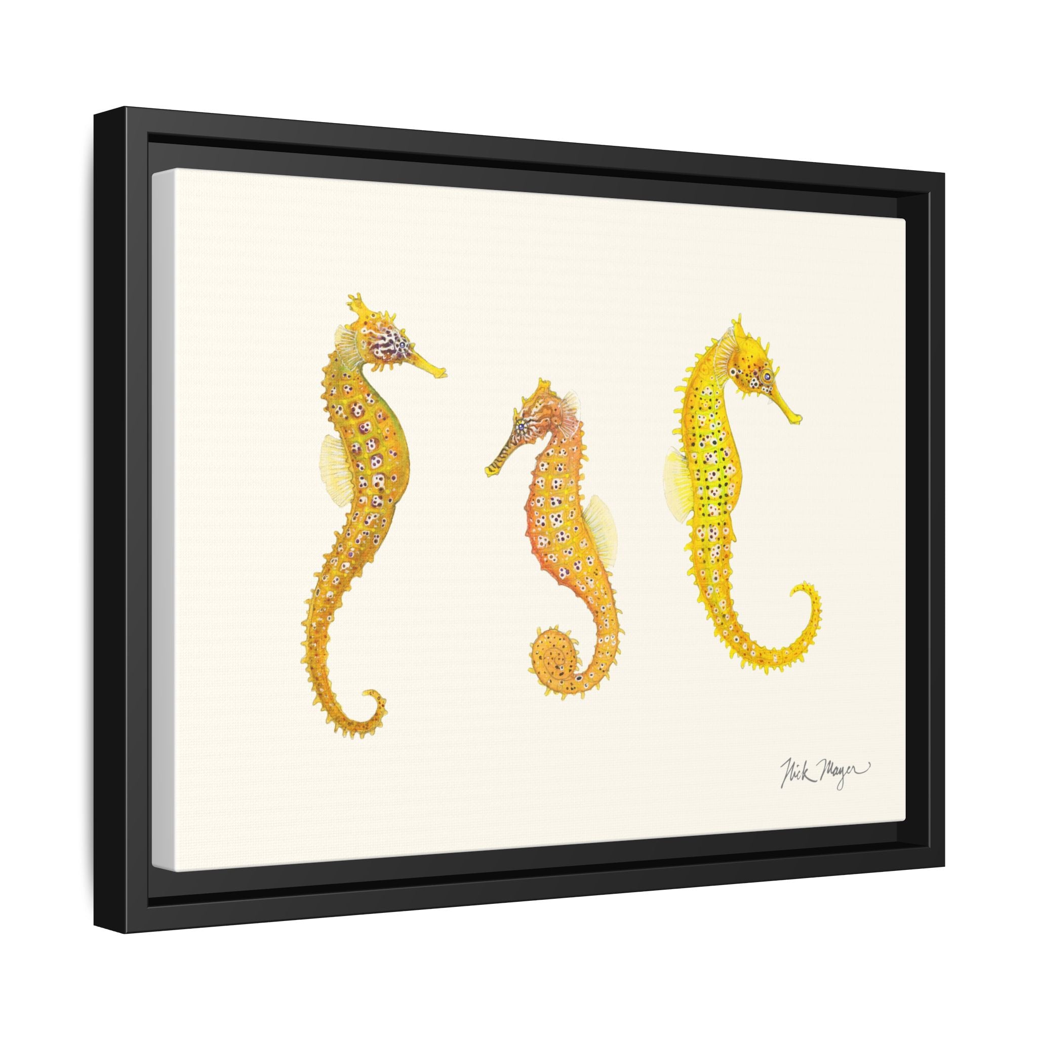 Giant Seahorse Trio Framed Canvas Print Printify
