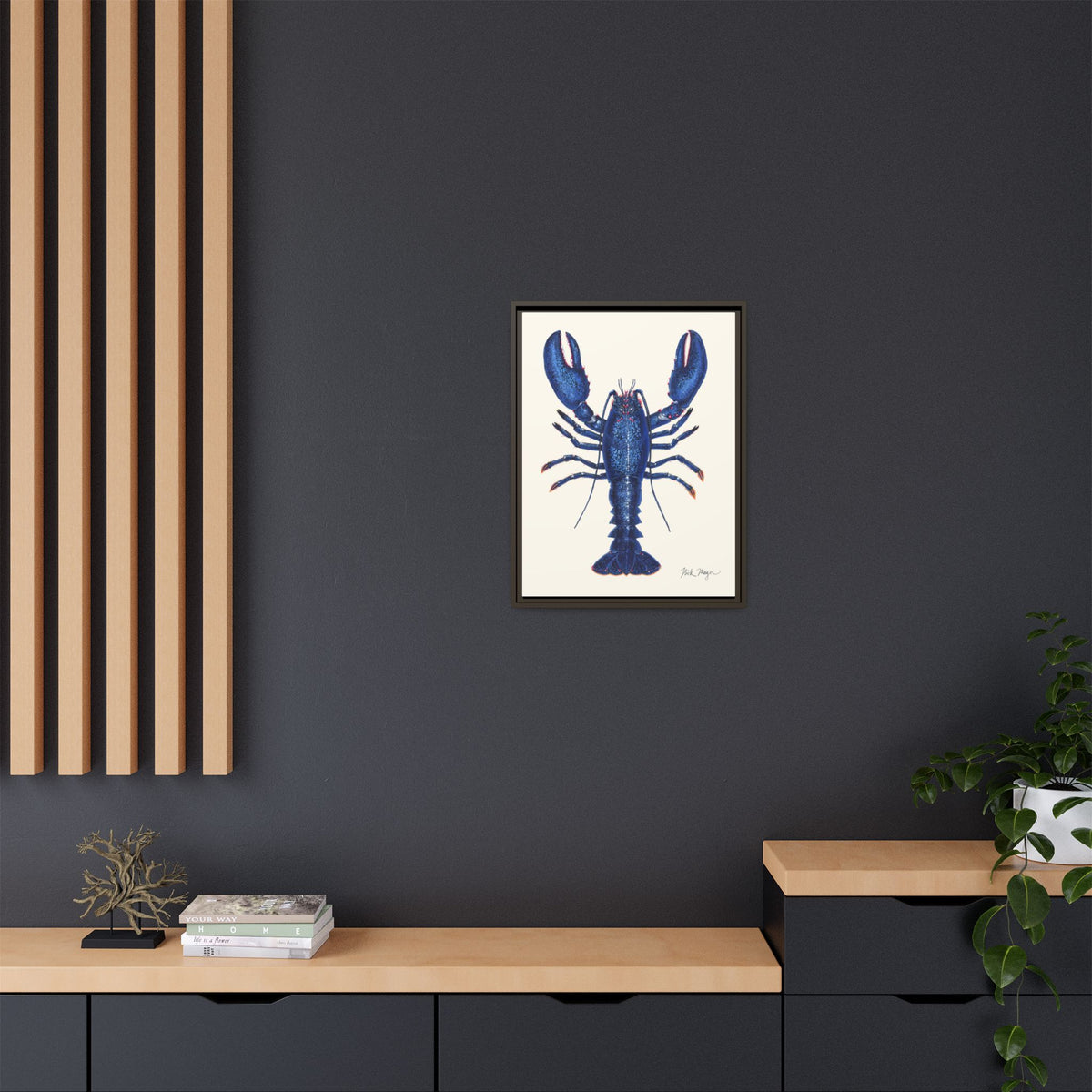 Blue Lobster II Framed Canvas Print Printify
